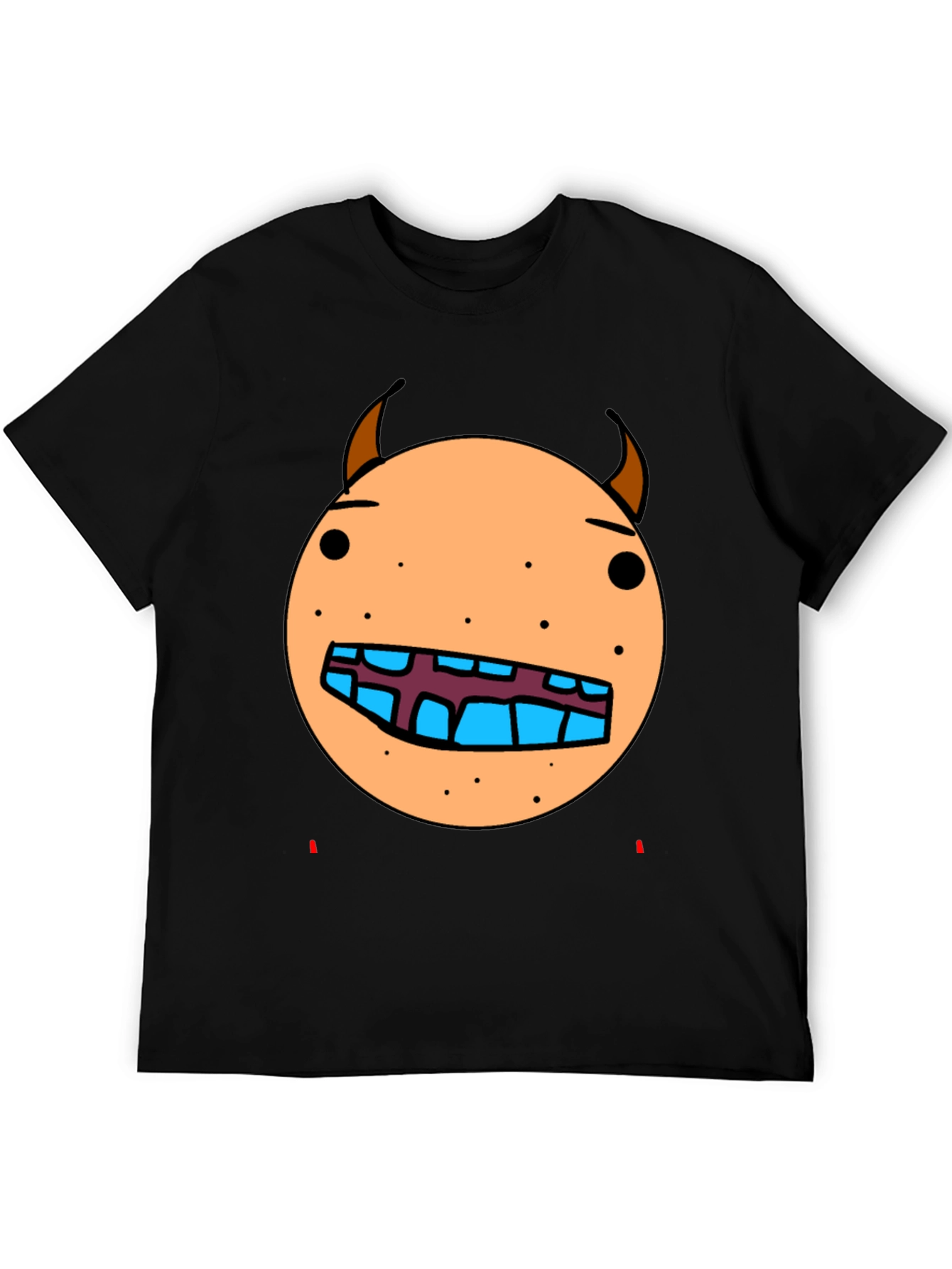 Cartoon Monster Face Graphic T-Shirt - Black