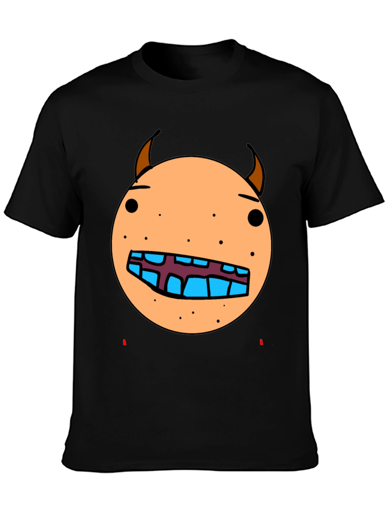 Cartoon Monster Face Graphic T-Shirt - Black
