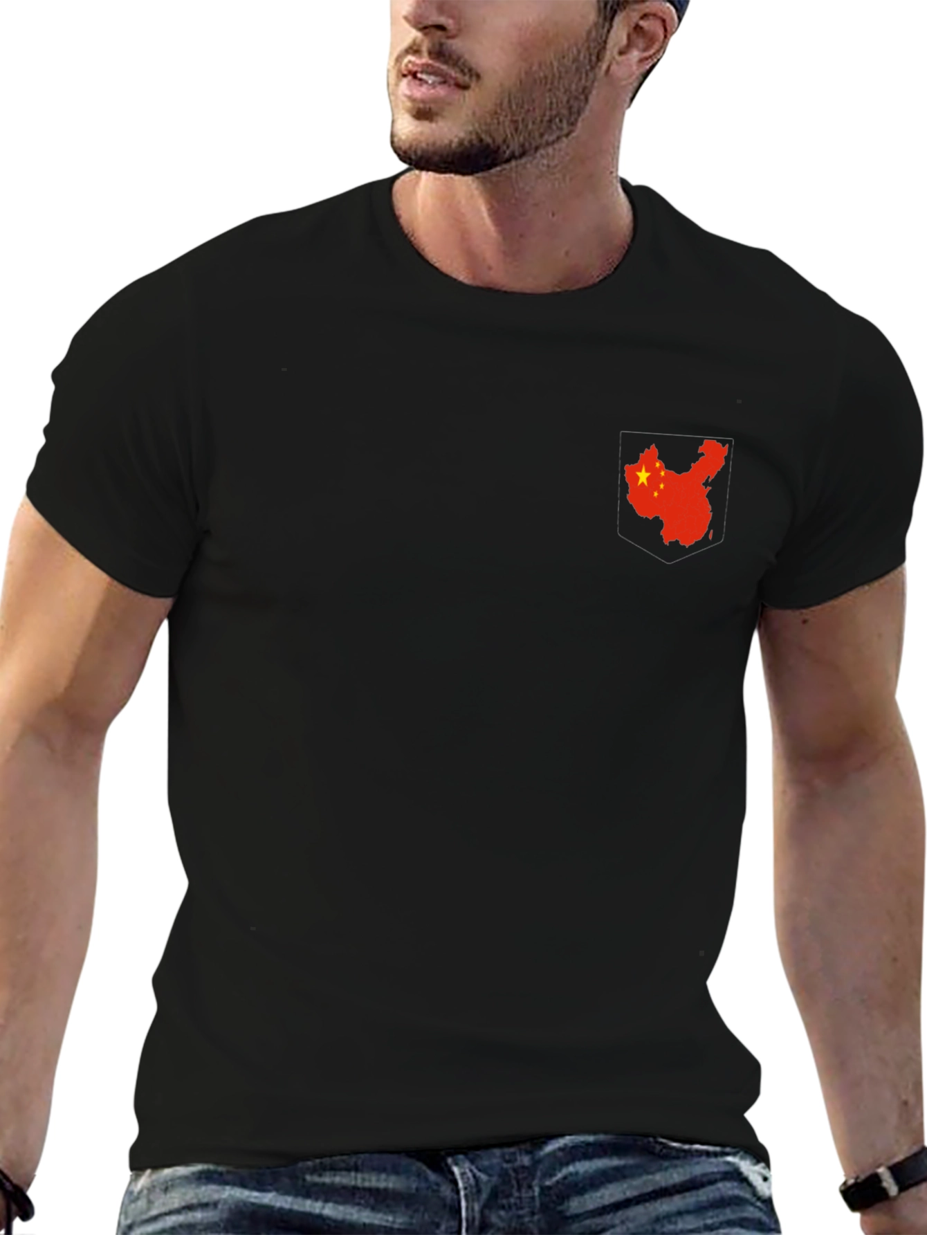 China Flag Graphic Black T-Shirt