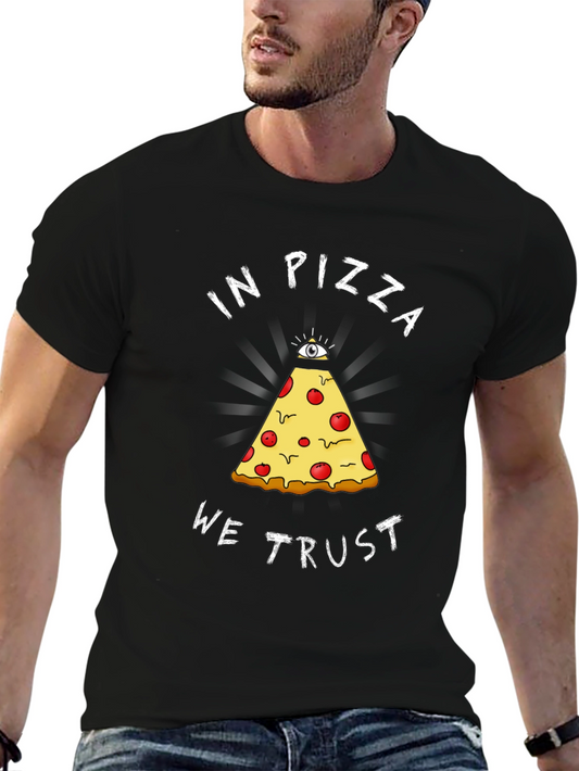 In Pizza We Trust Graphic Tee - Black