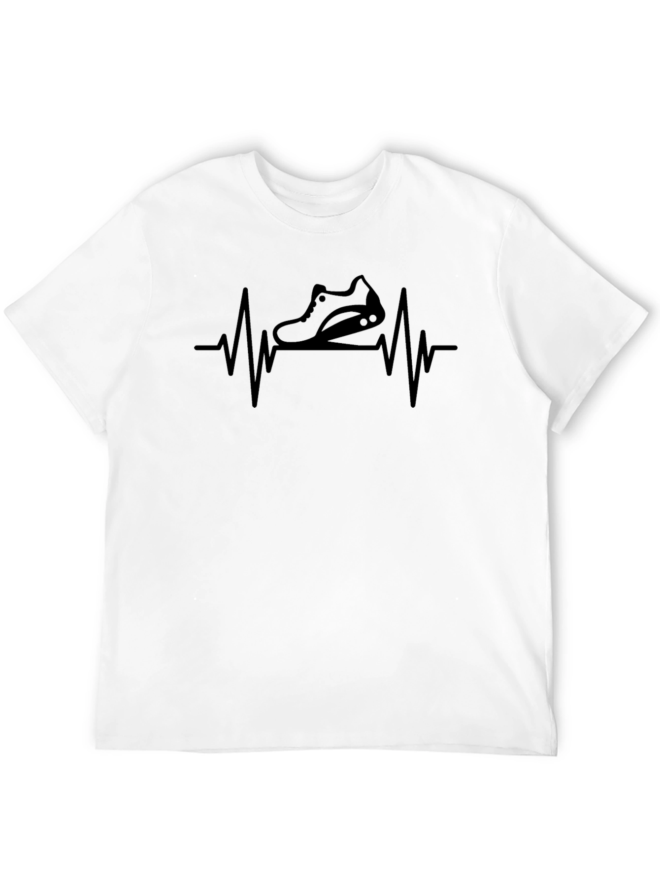 Running Shoe Heartbeat T-Shirt - Black