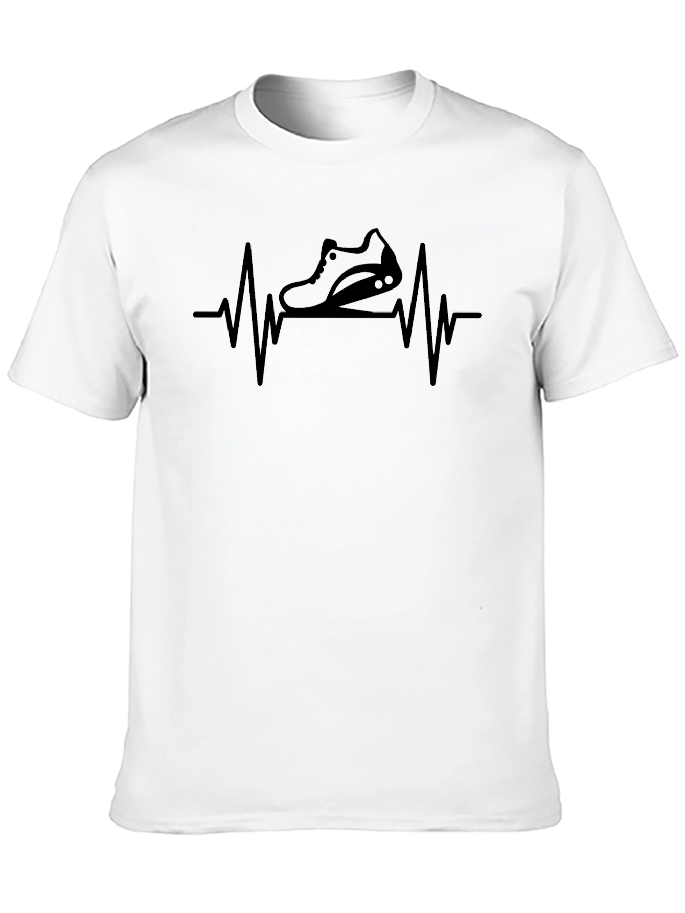 Running Shoe Heartbeat T-Shirt - Black