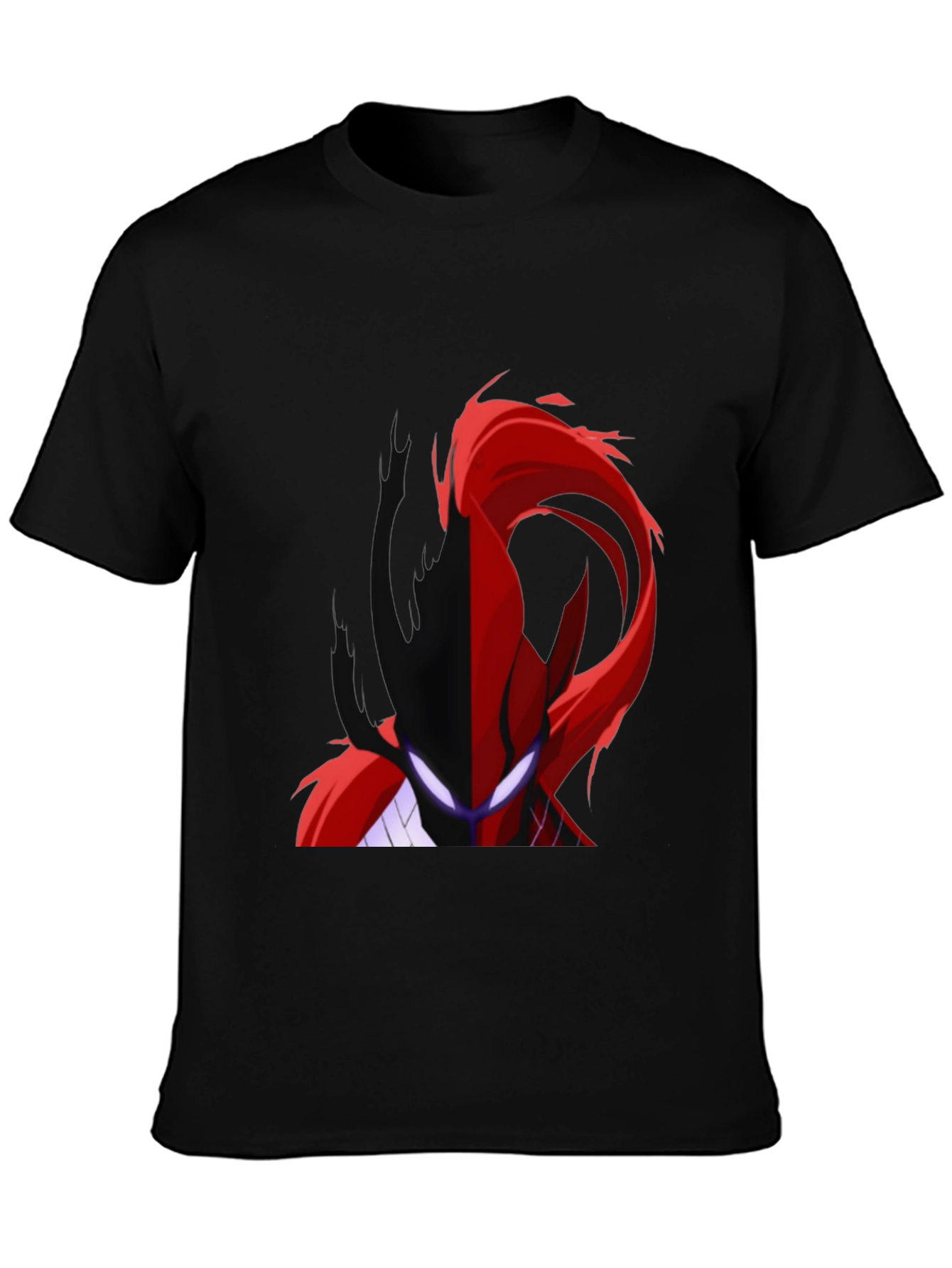 Split Face Graphic Print Black T-Shirt