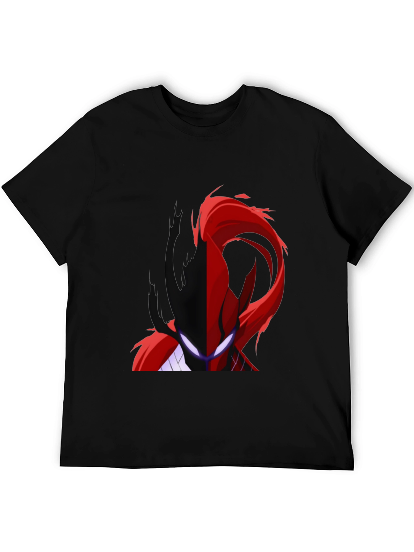 Split Face Graphic Print Black T-Shirt