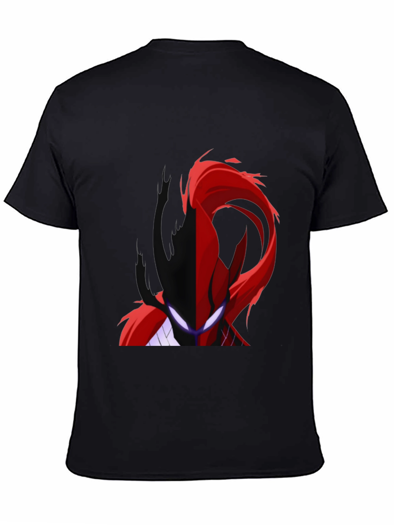 Split Face Graphic Print Black T-Shirt