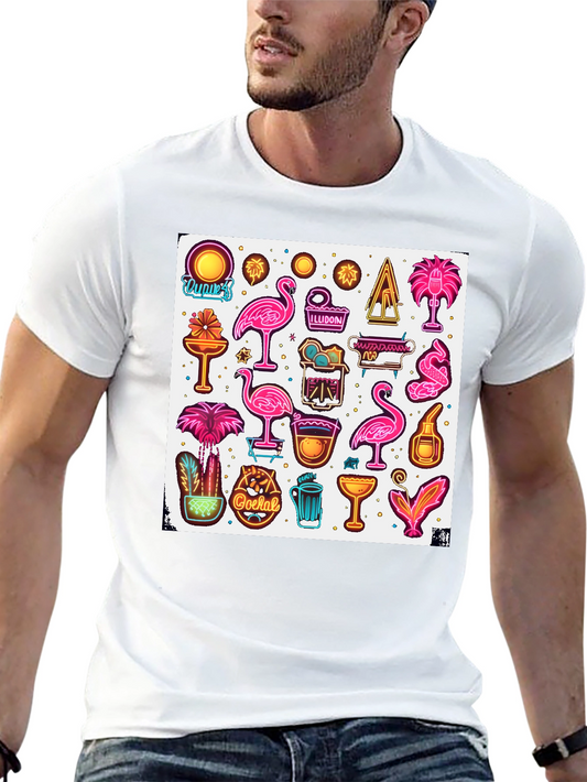 Neon Summer Graphic Tee - Tropical Design