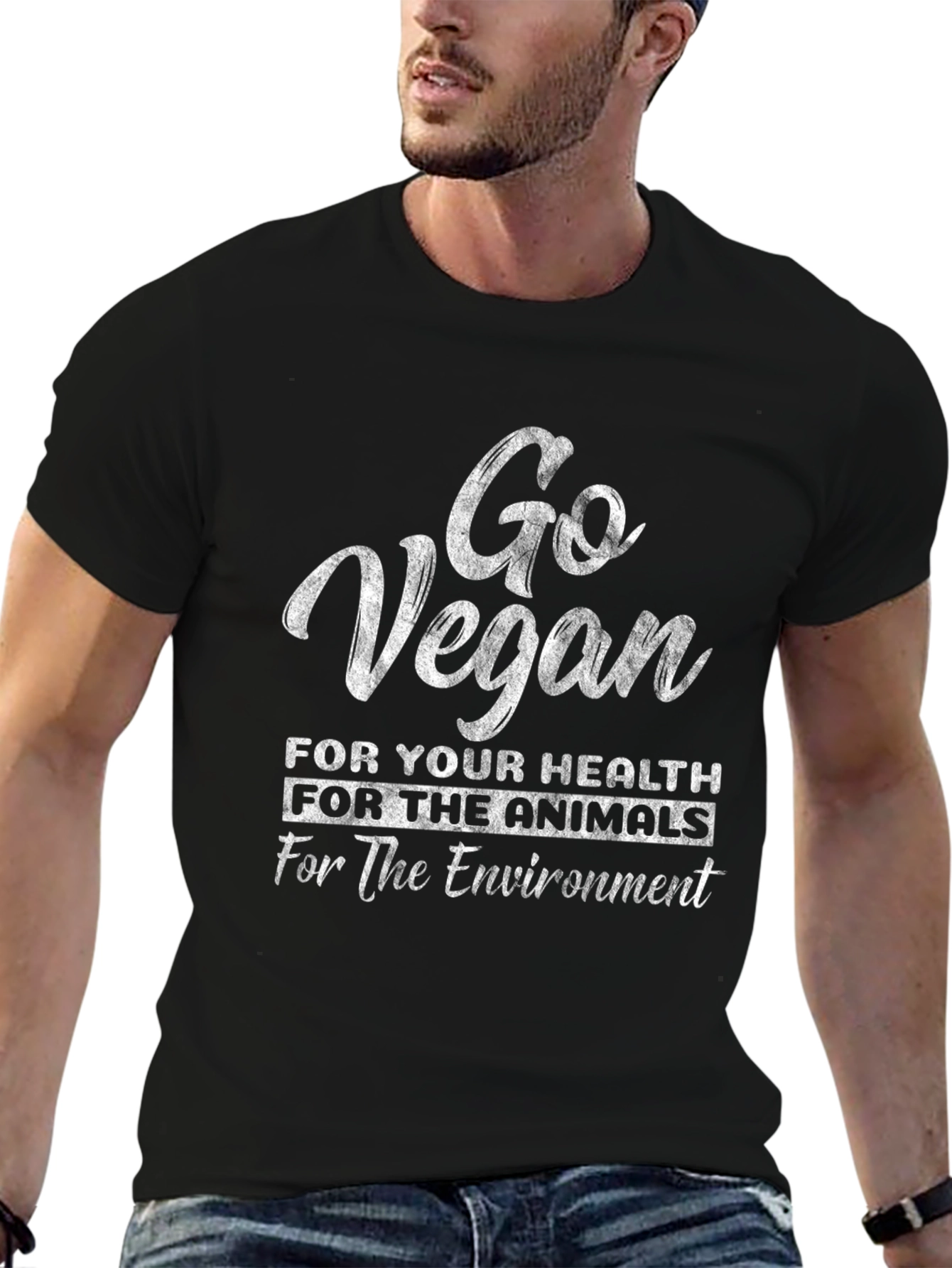 Go Vegan T-Shirt - Health Animals Environment