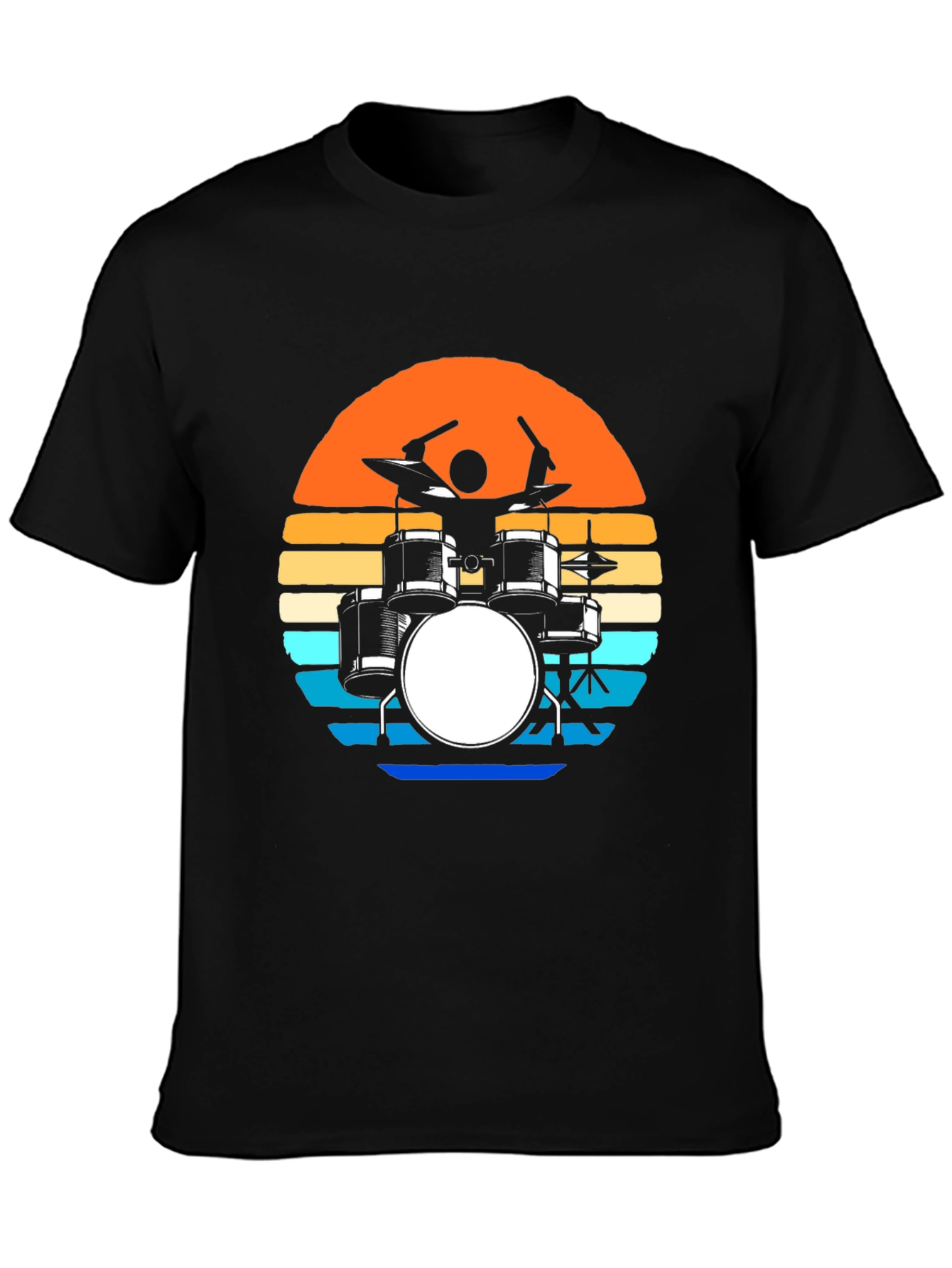 Retro Drum Set T-Shirt - Sunset Design