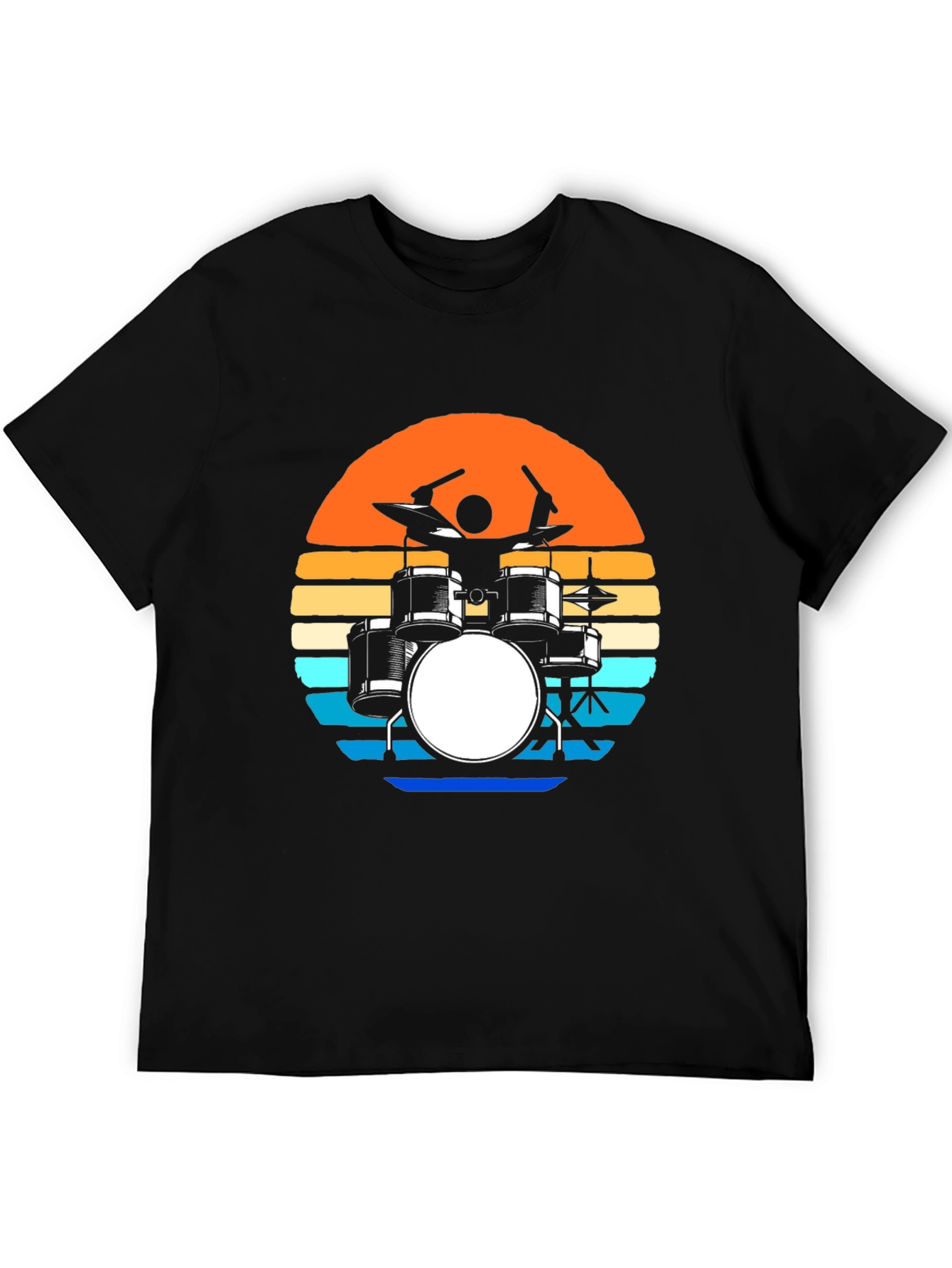 Retro Drum Set T-Shirt - Sunset Design