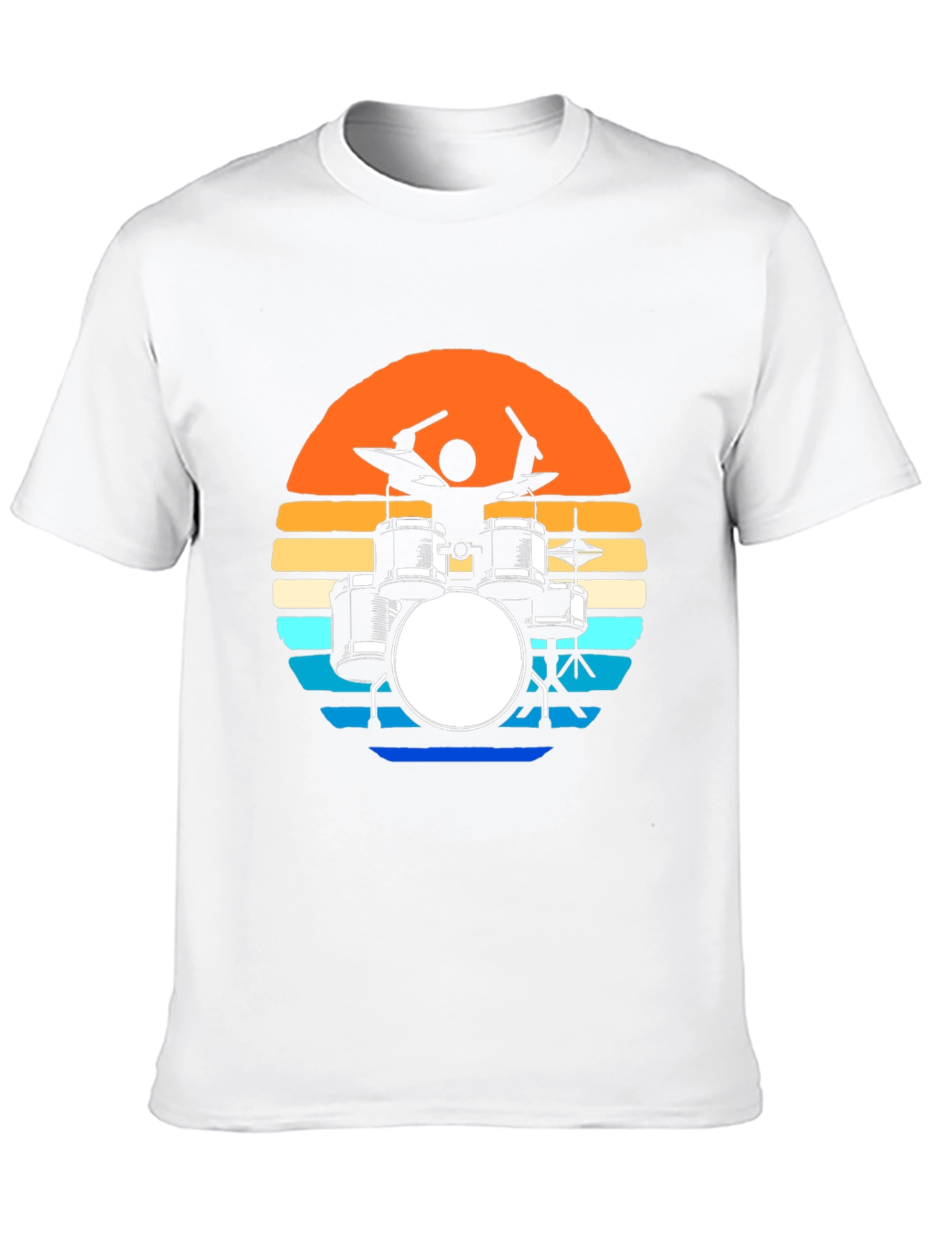 Retro Drum Set T-Shirt - Sunset Design