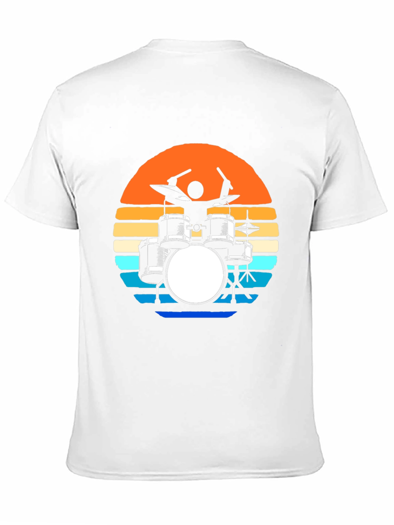 Retro Drum Set T-Shirt - Sunset Design