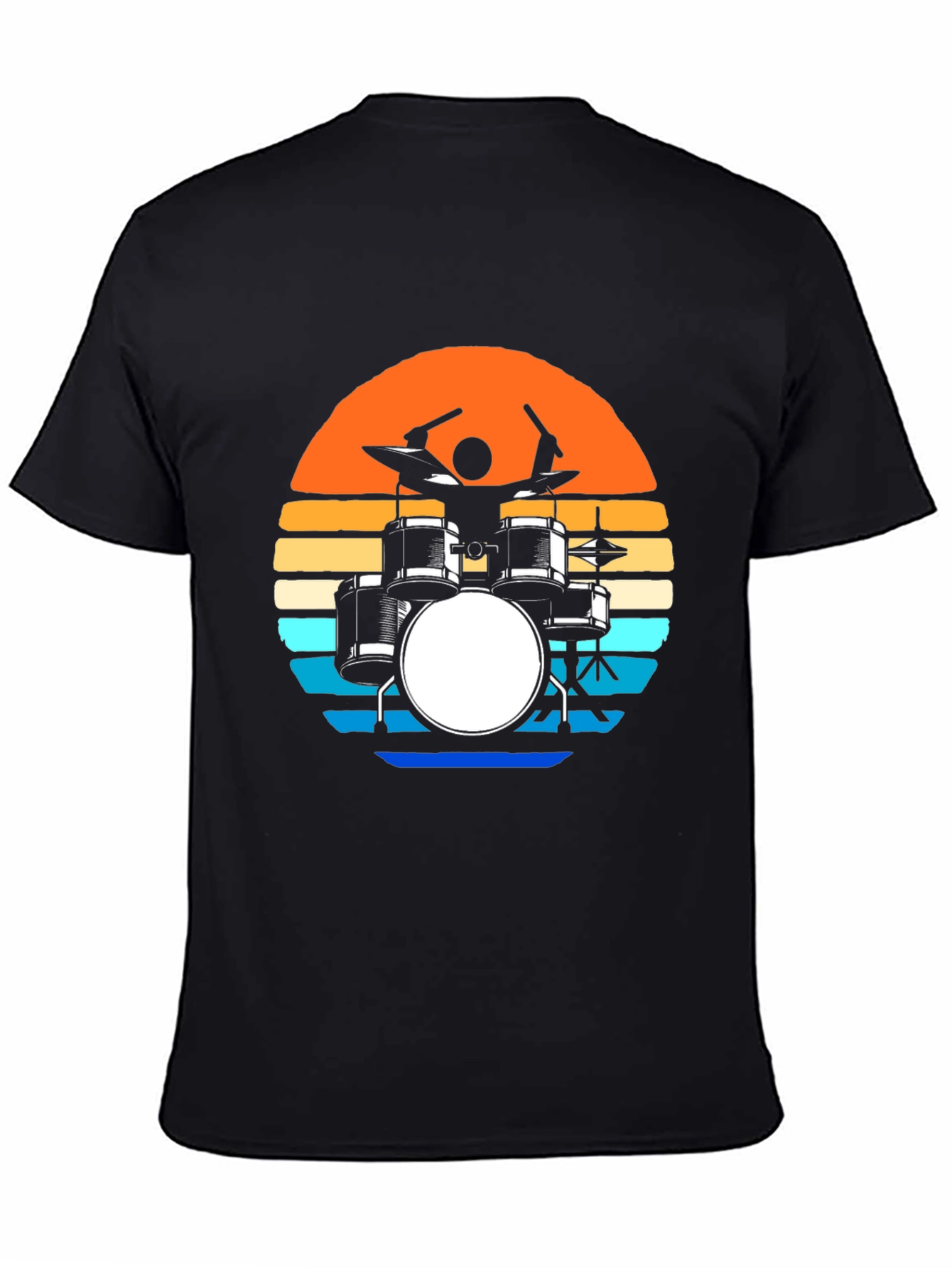 Retro Drum Set T-Shirt - Sunset Design