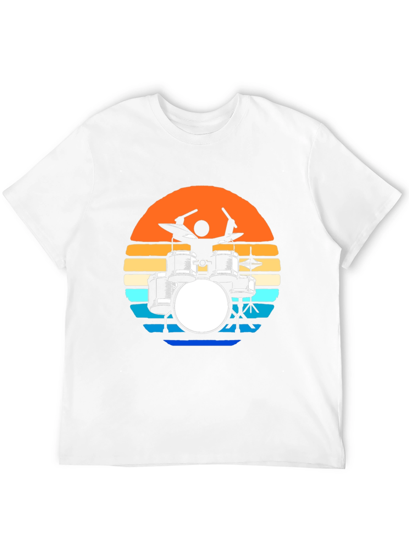 Retro Drum Set T-Shirt - Sunset Design