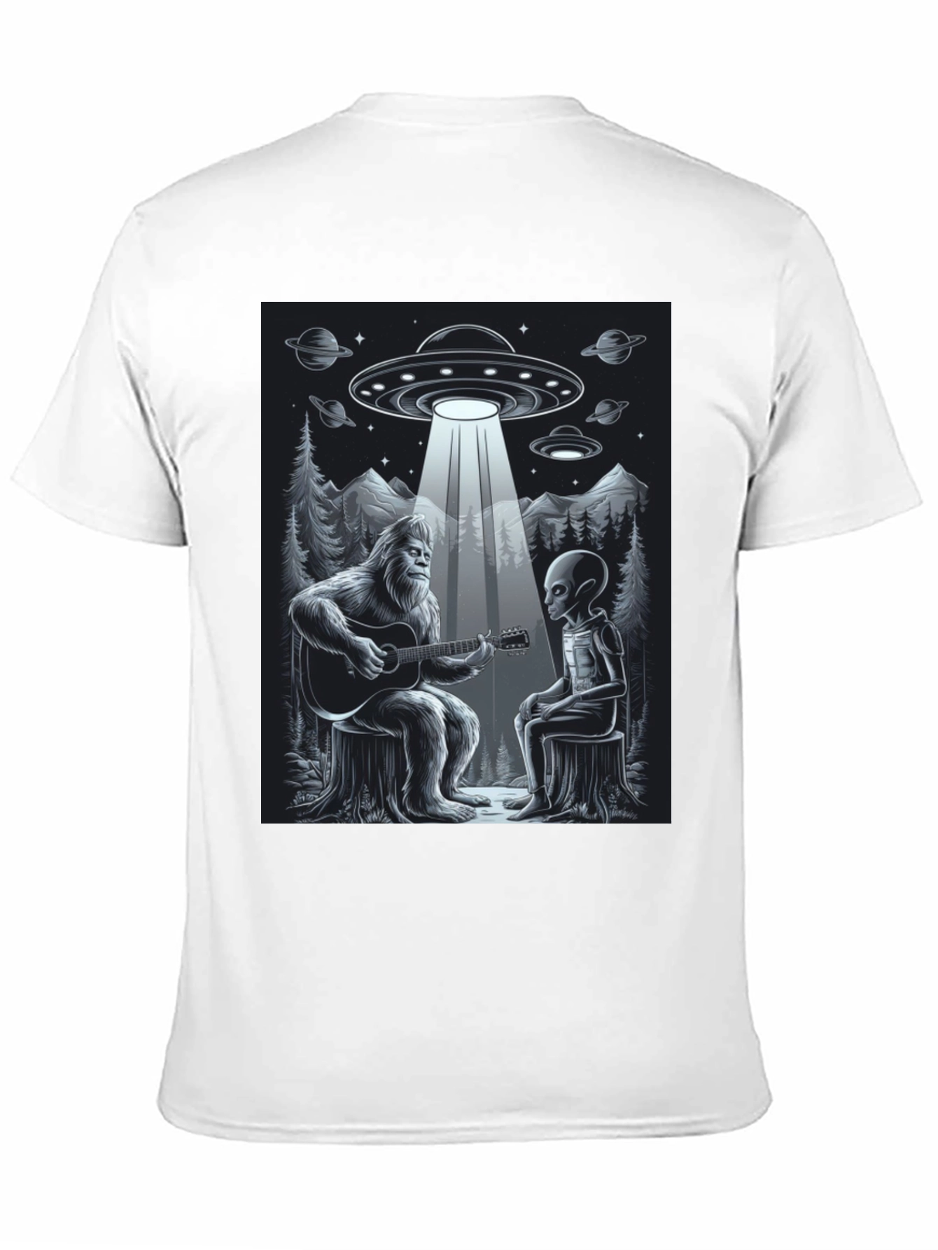 Bigfoot and Alien Music T-Shirt