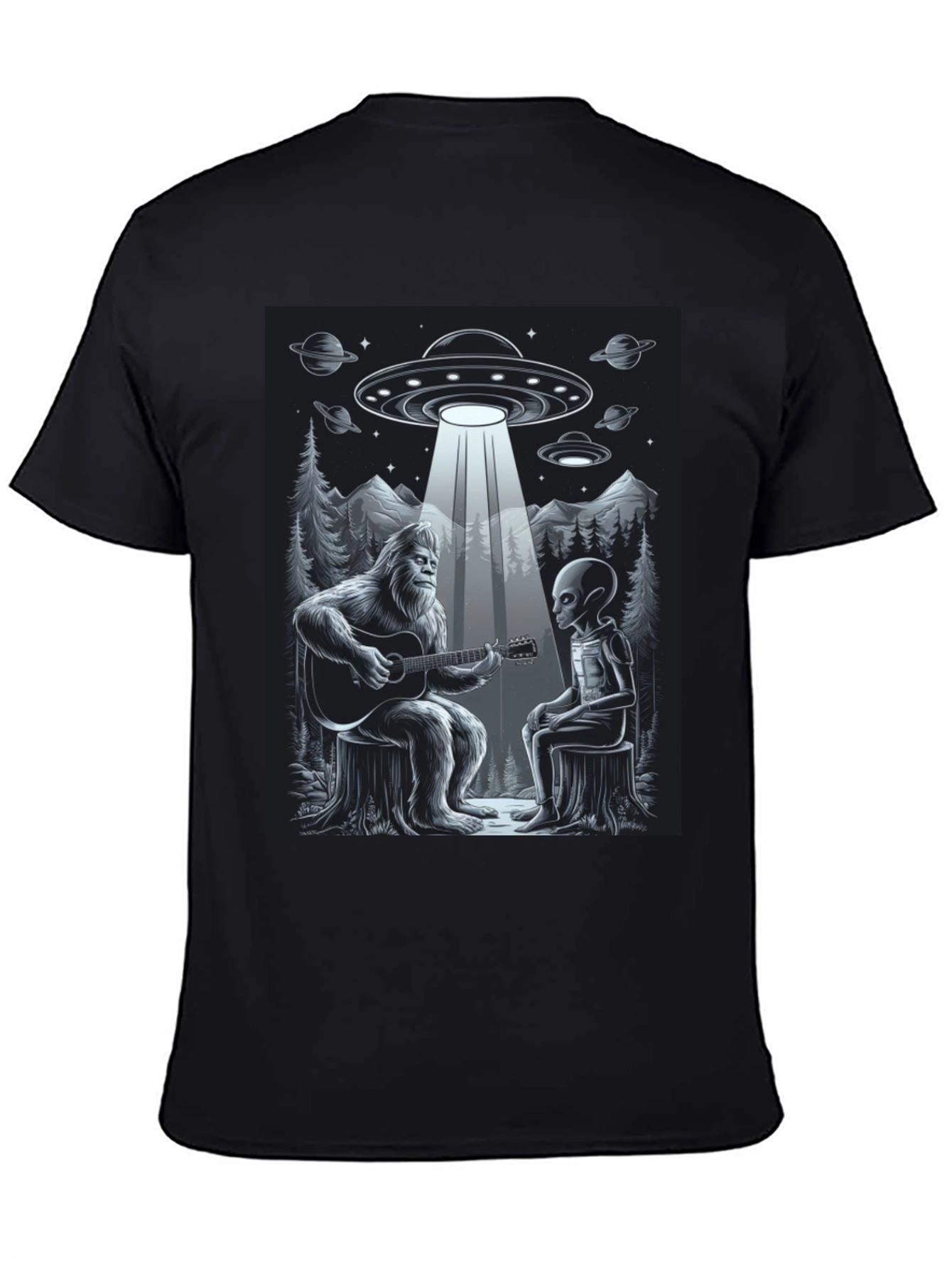 Bigfoot and Alien Music T-Shirt