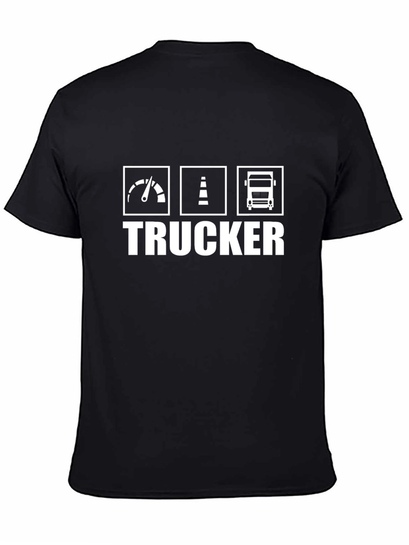Trucker Graphic Tee - Black Cotton T-Shirt