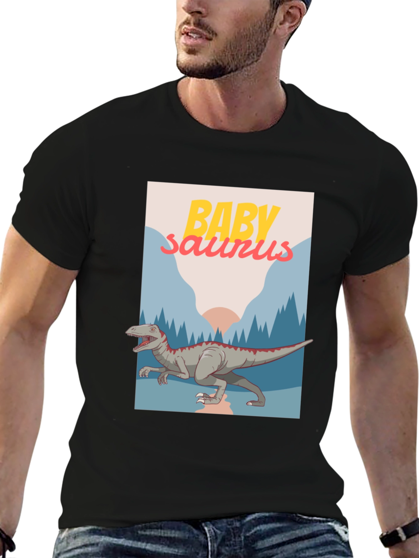 Baby Saurus Graphic T-Shirt - Black Cotton Tee