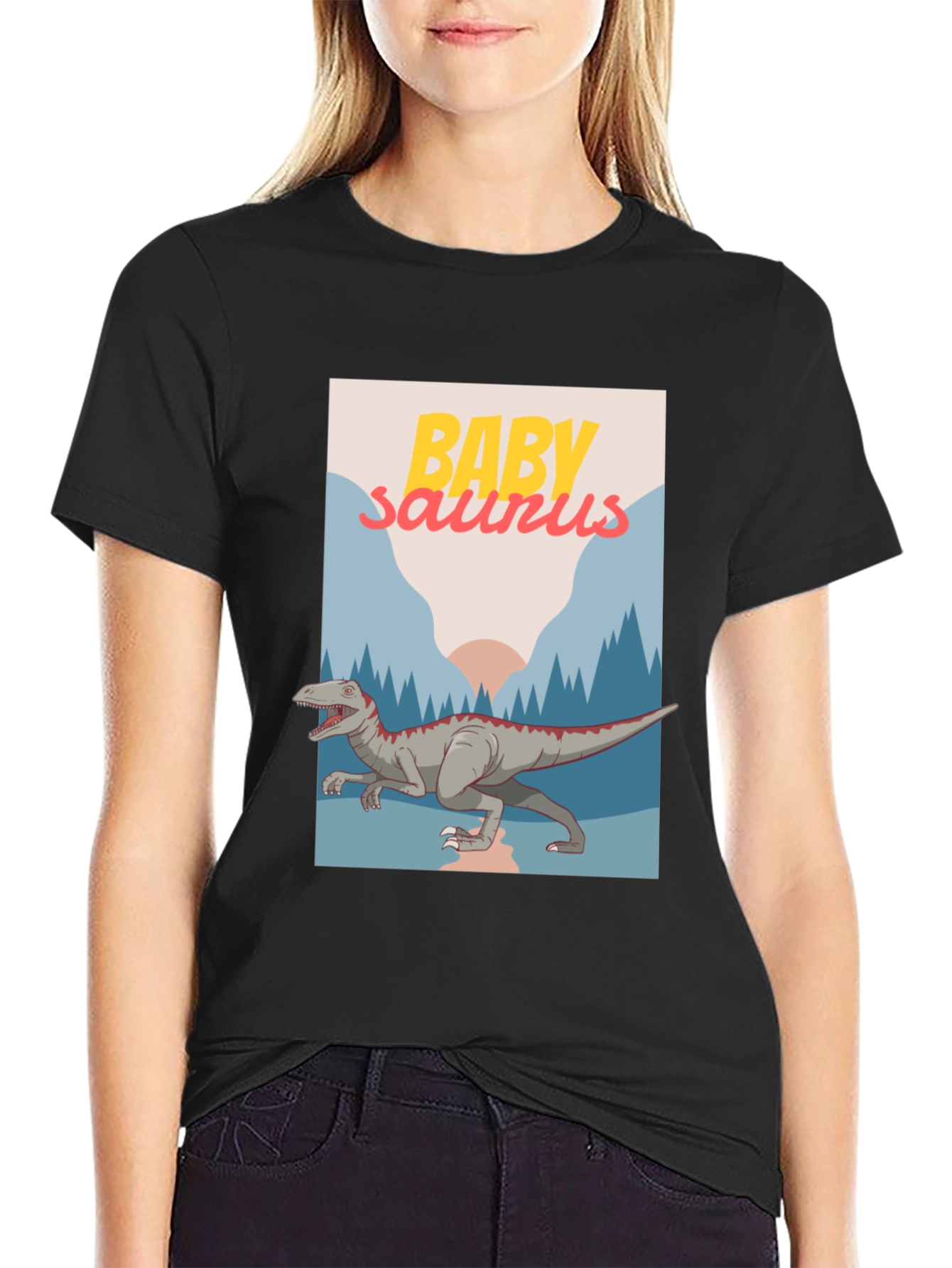 Baby Saurus Graphic T-Shirt - Black Cotton Tee