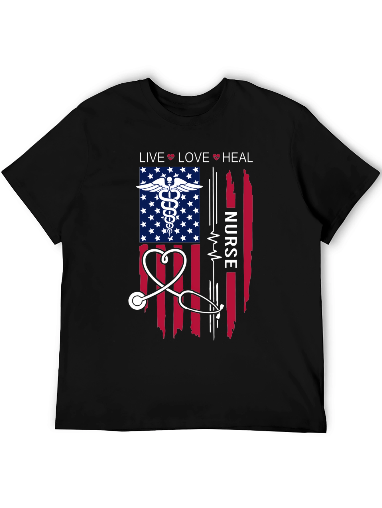 Nurse American Flag Graphic T-Shirt
