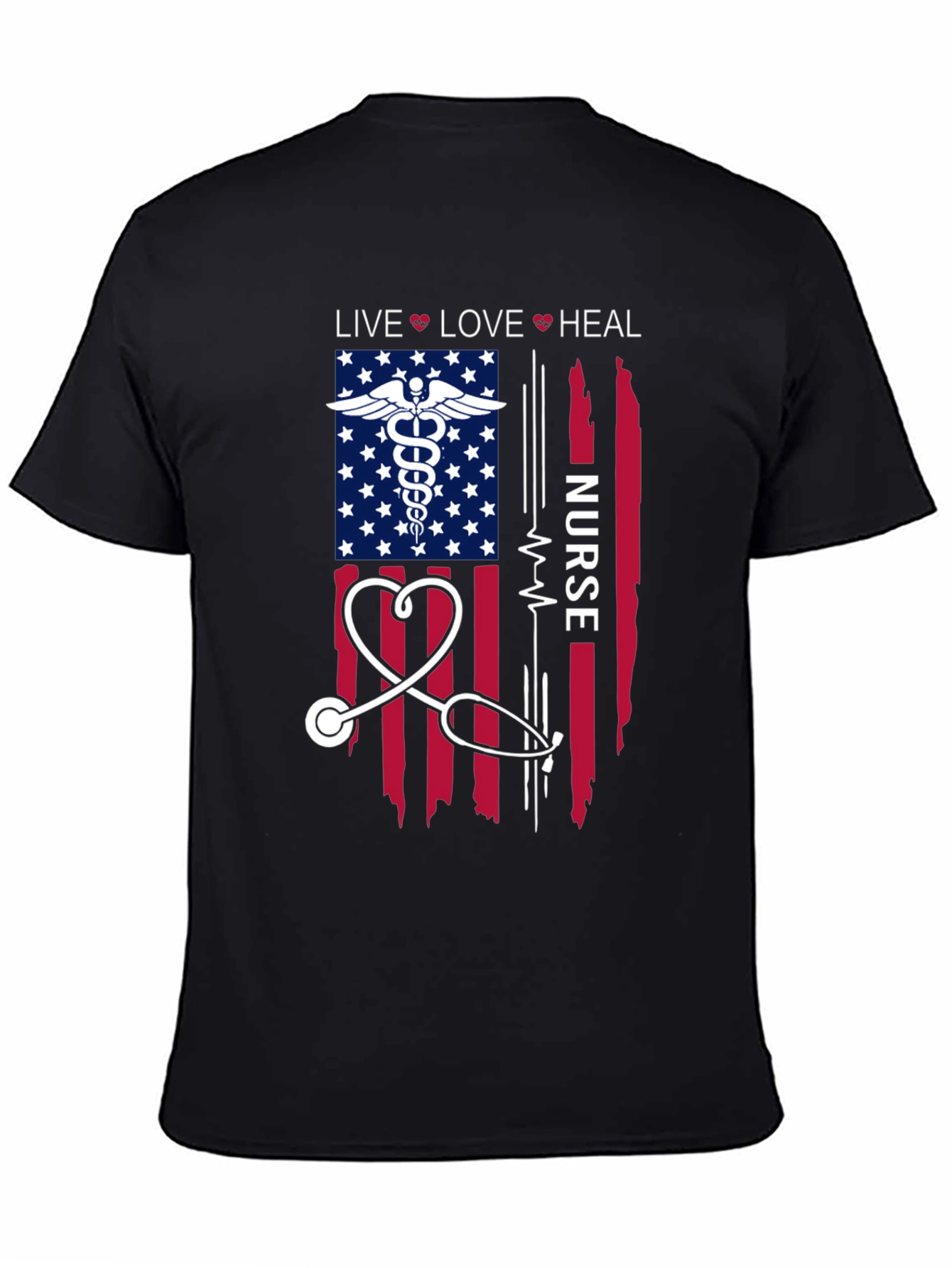 Nurse American Flag Graphic T-Shirt