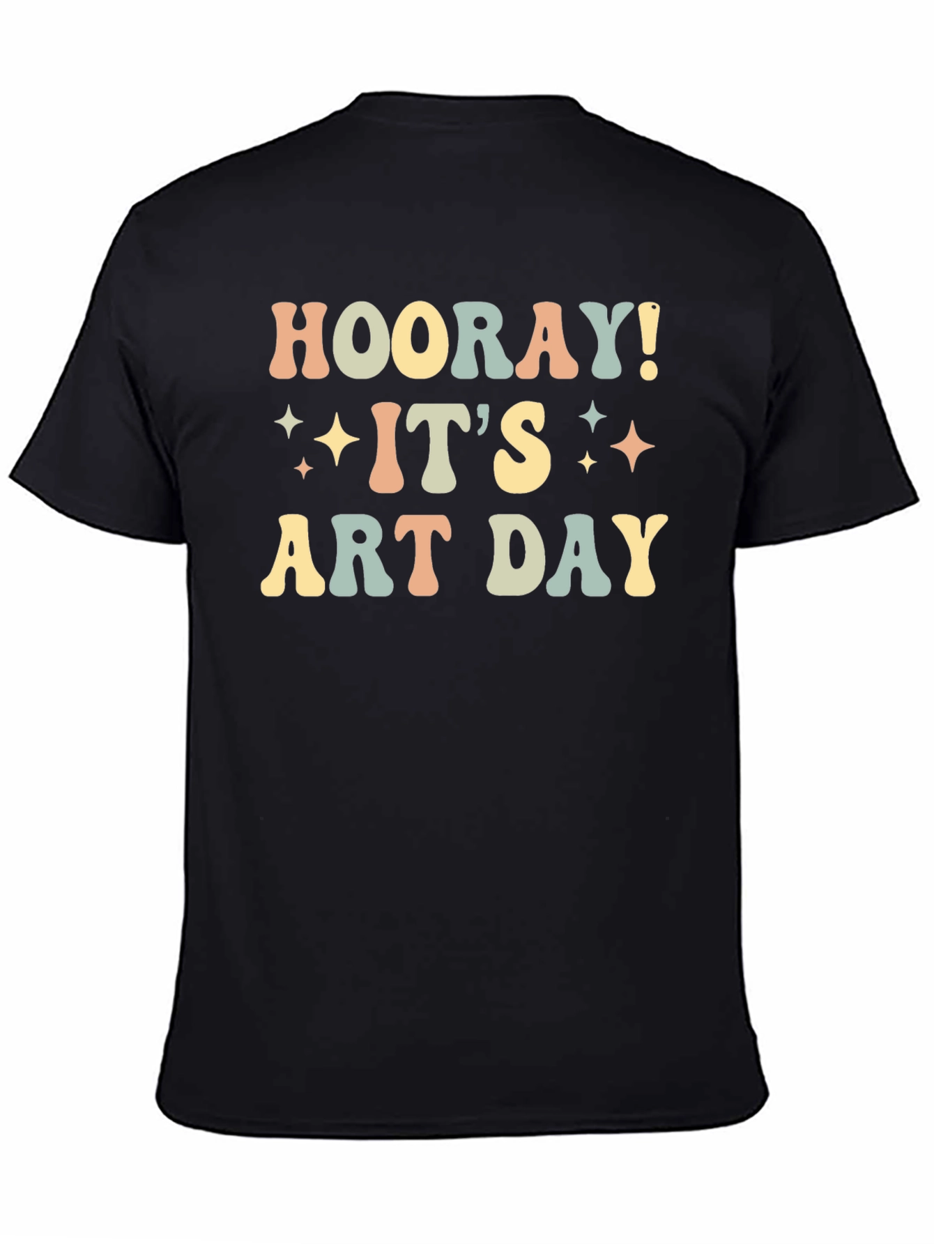 Hooray! Its Art Day Black Cotton T-Shirt