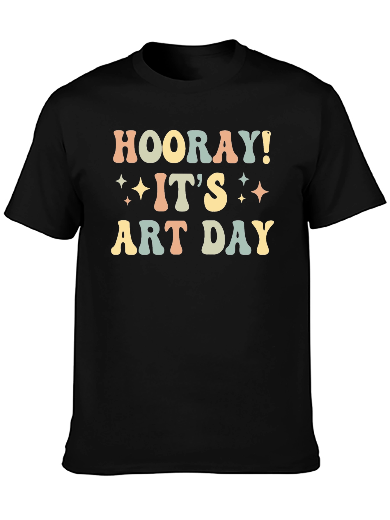 Hooray! Its Art Day Black Cotton T-Shirt