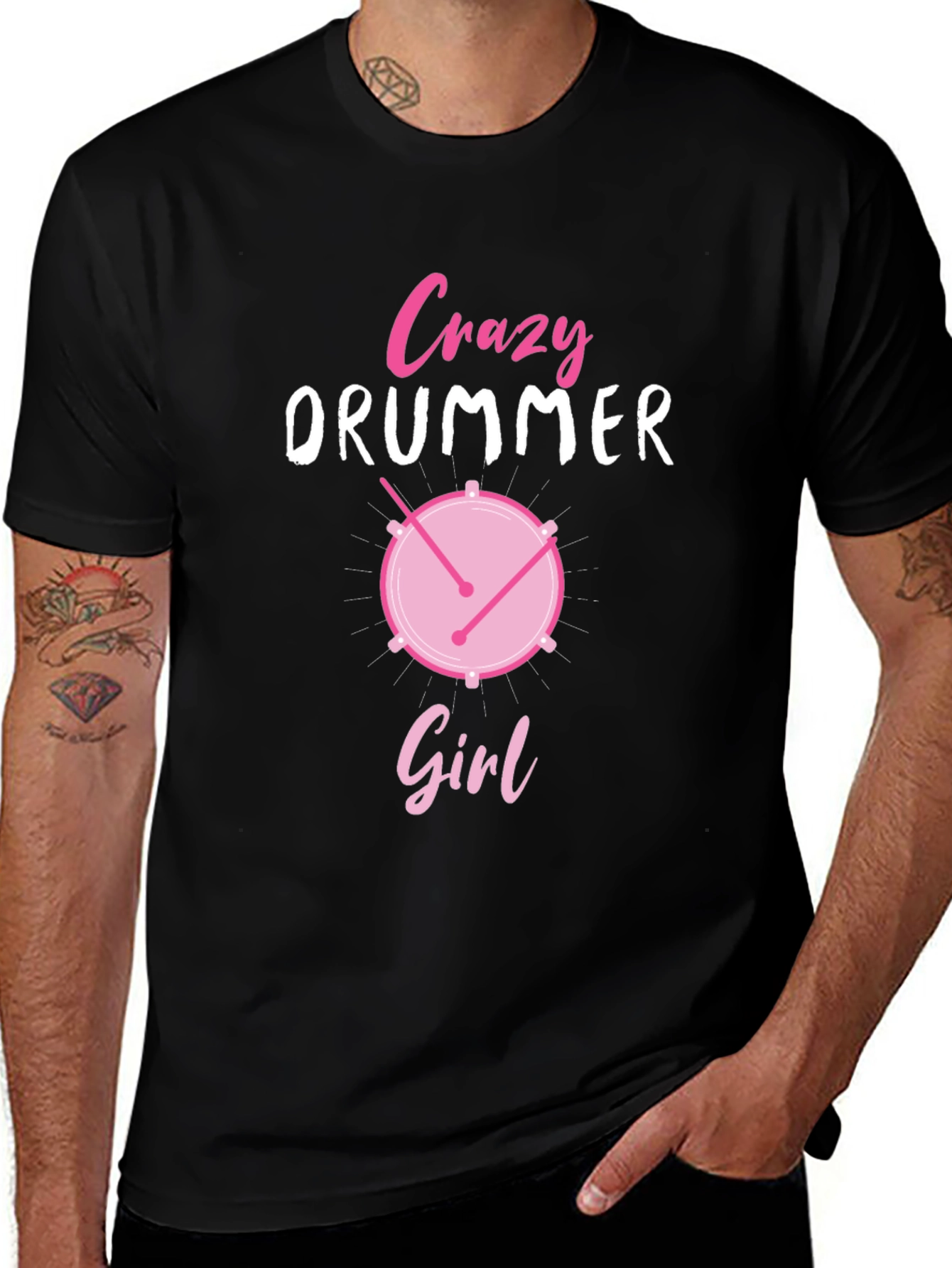Crazy Drummer Girl T-Shirt - Music Lover Tee