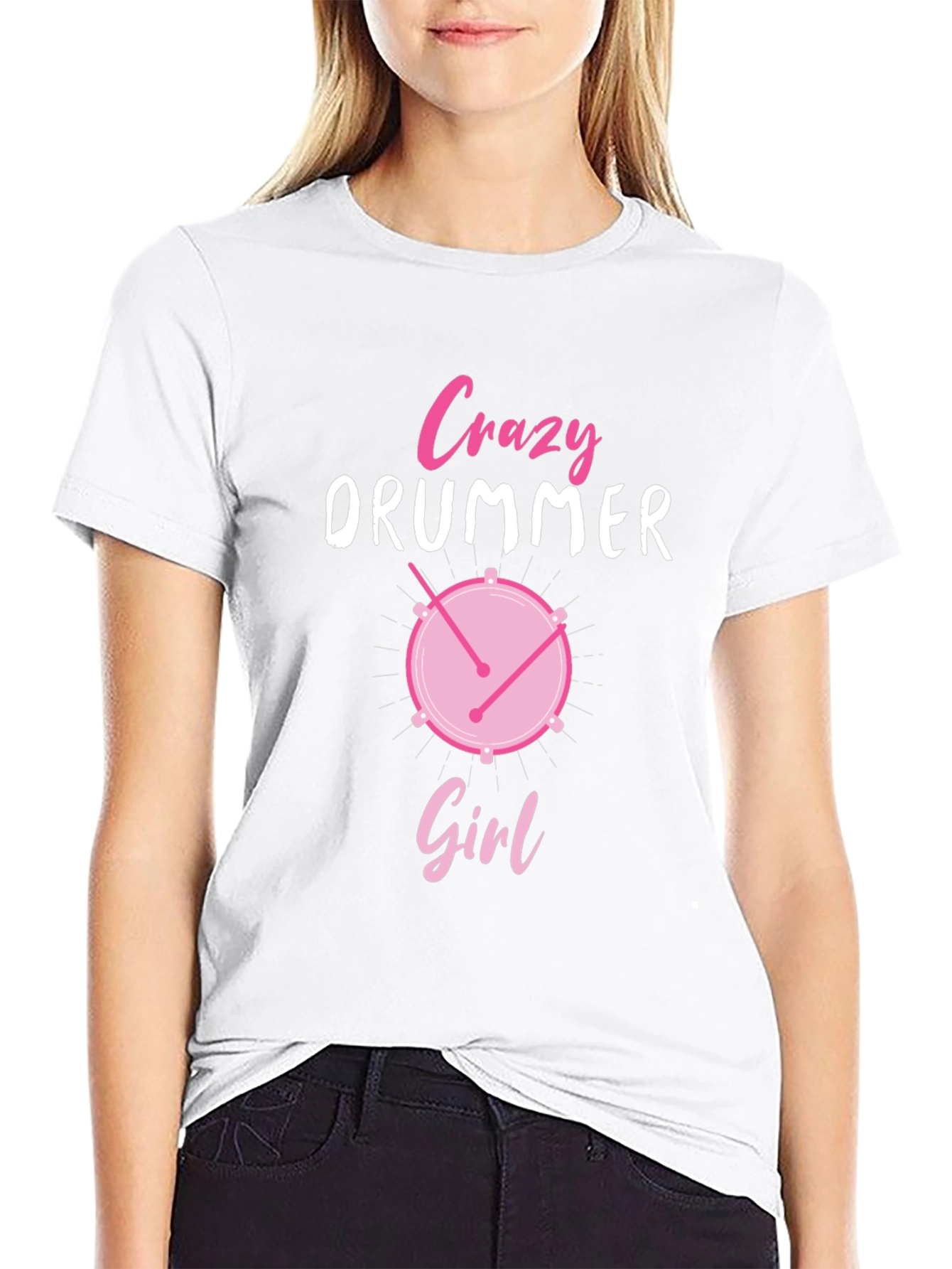 Crazy Drummer Girl T-Shirt - Music Lover Tee
