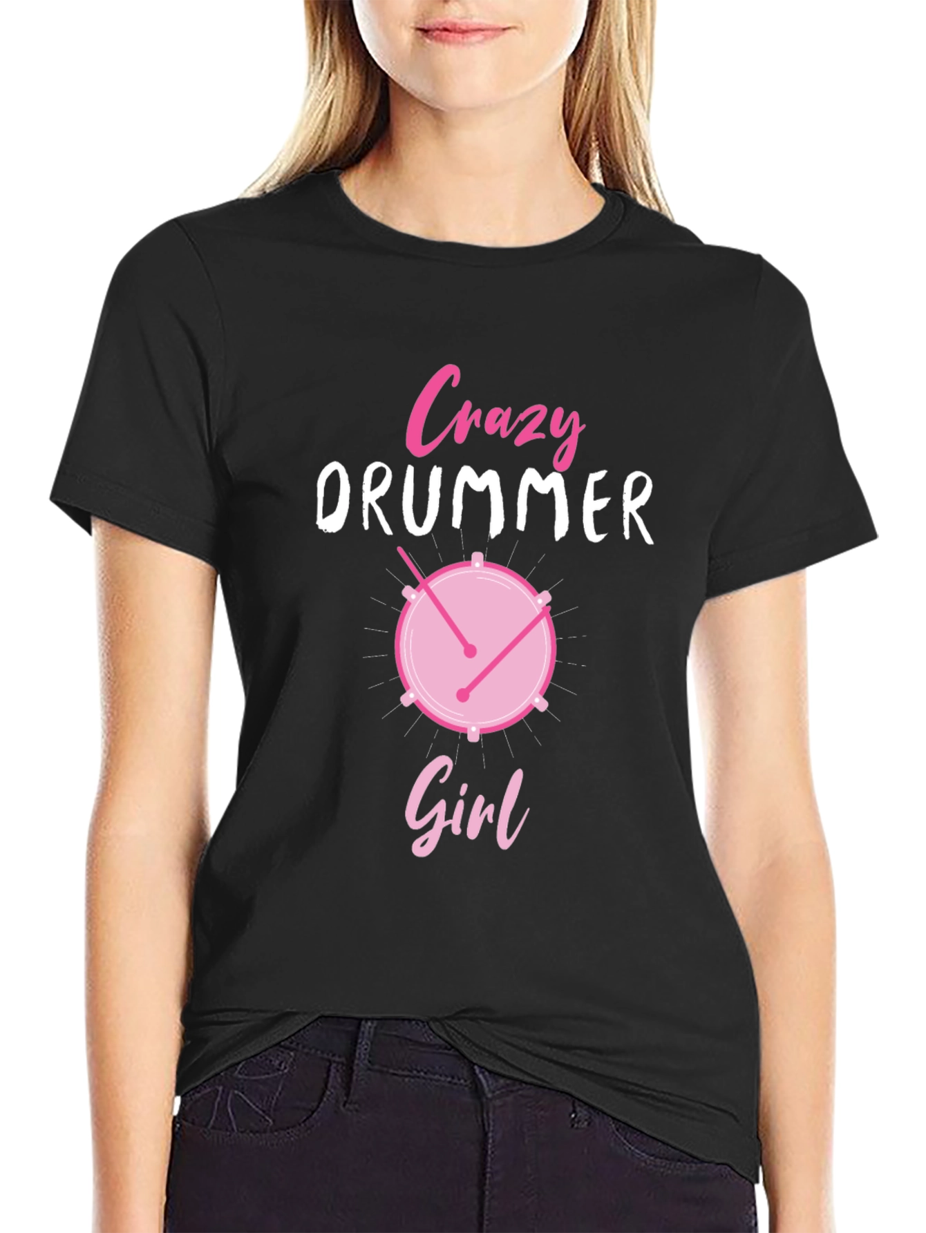 Crazy Drummer Girl T-Shirt - Music Lover Tee
