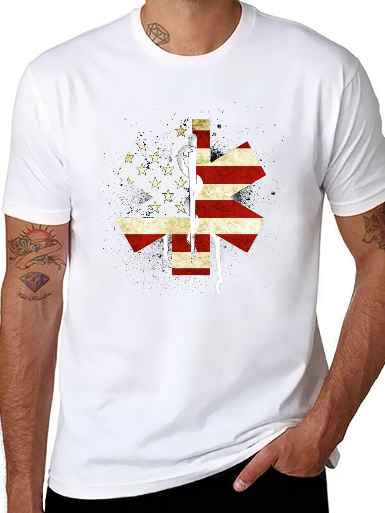 American Flag Star of Life EMS T-Shirt