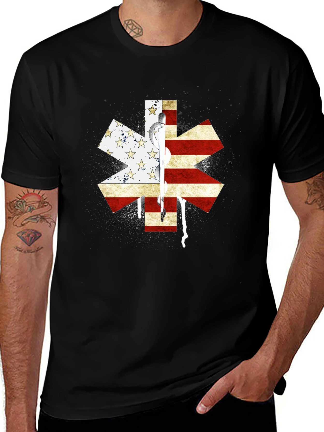 American Flag Star of Life EMS T-Shirt