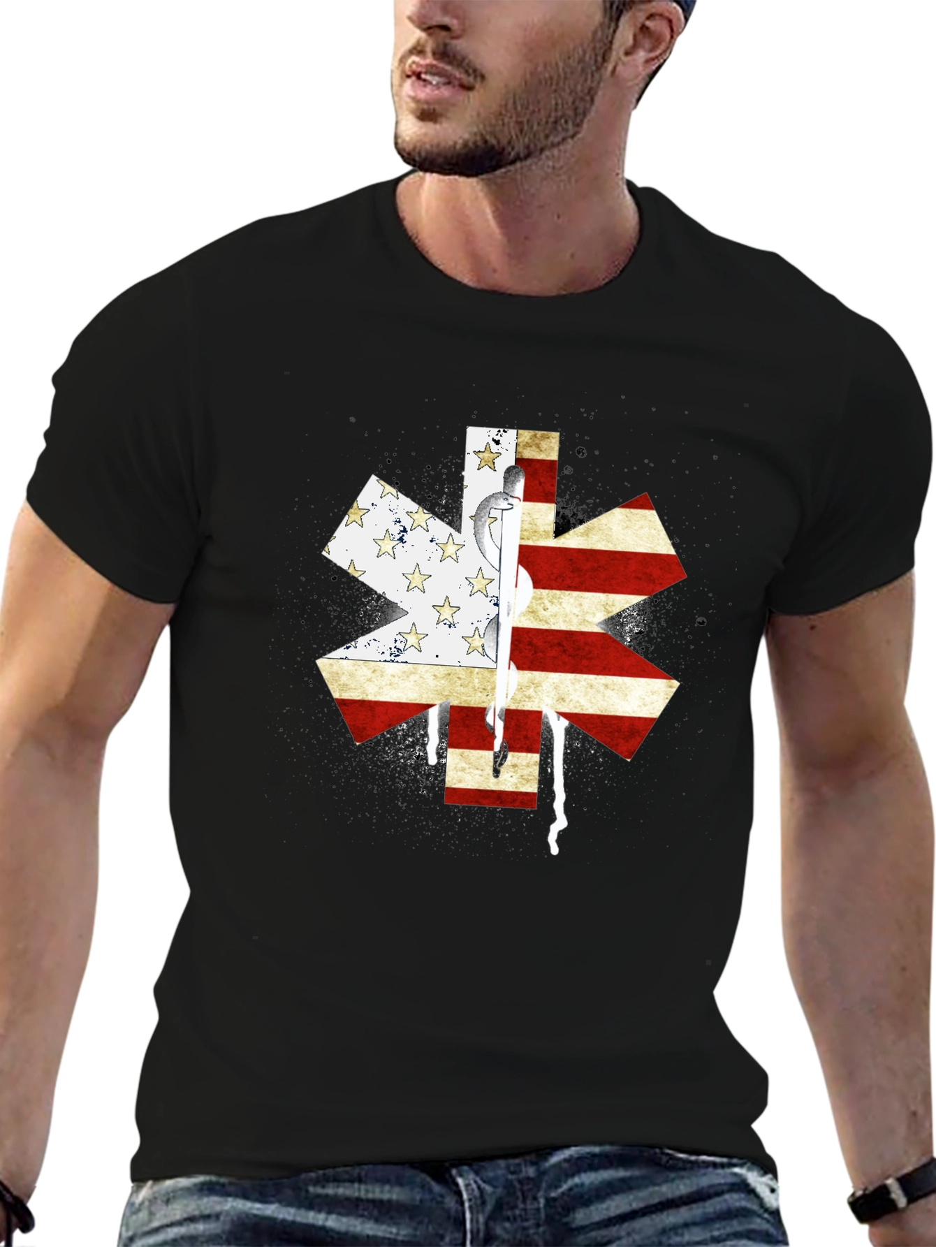 American Flag Star of Life EMS T-Shirt