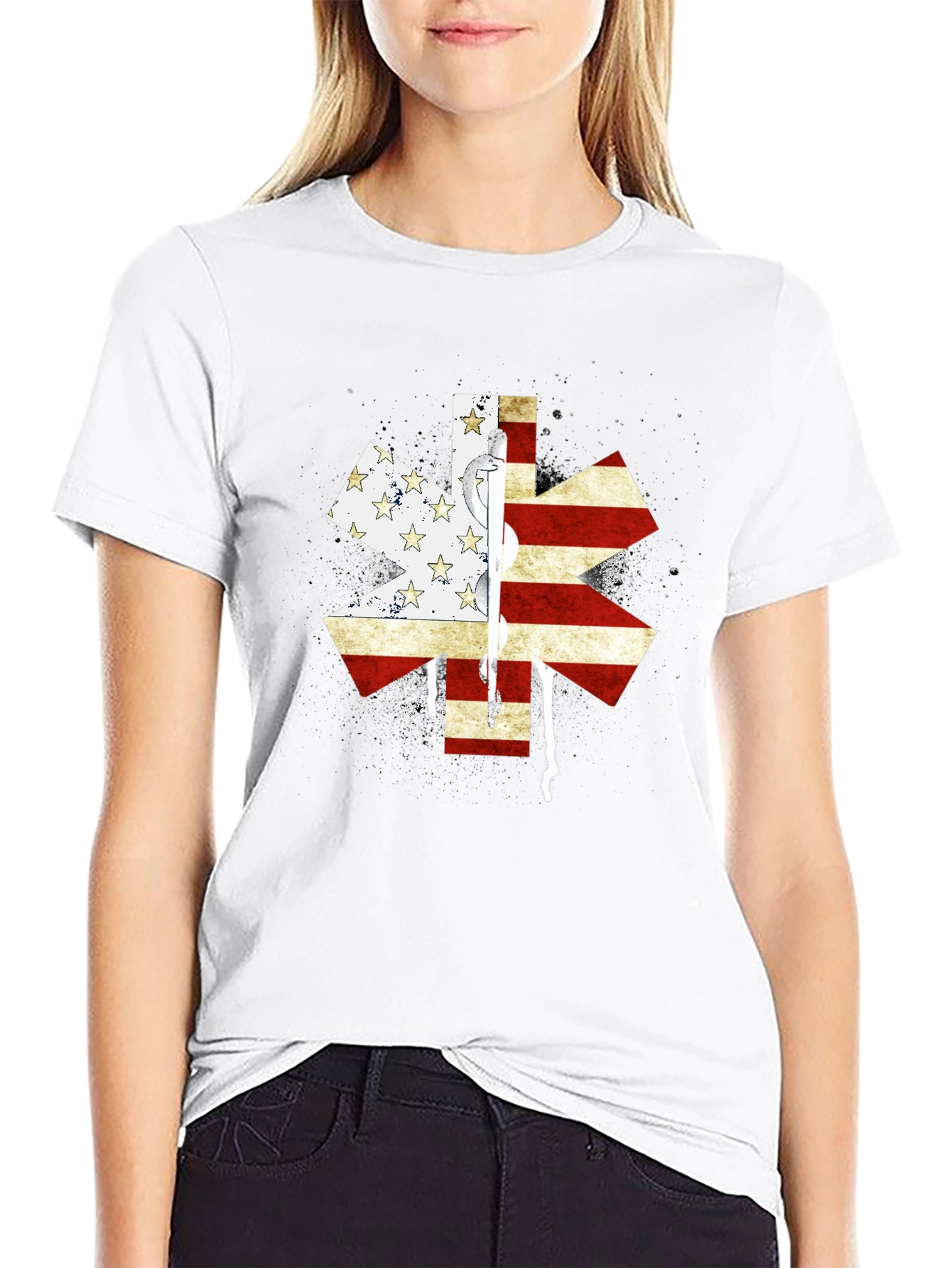 American Flag Star of Life EMS T-Shirt