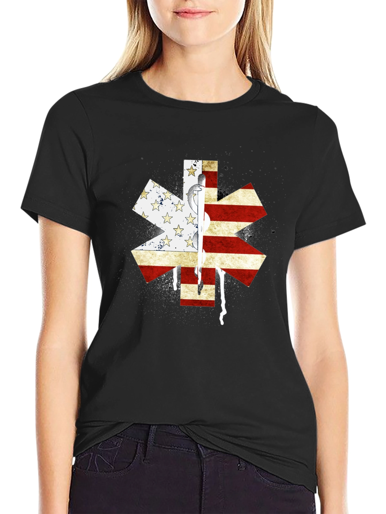 American Flag Star of Life EMS T-Shirt