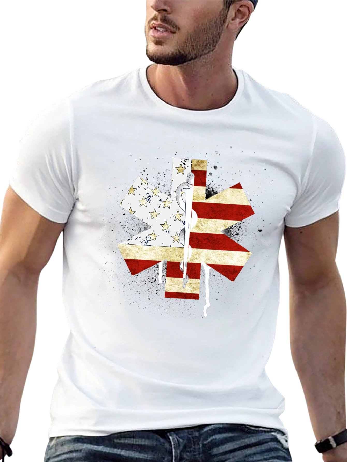 American Flag Star of Life EMS T-Shirt