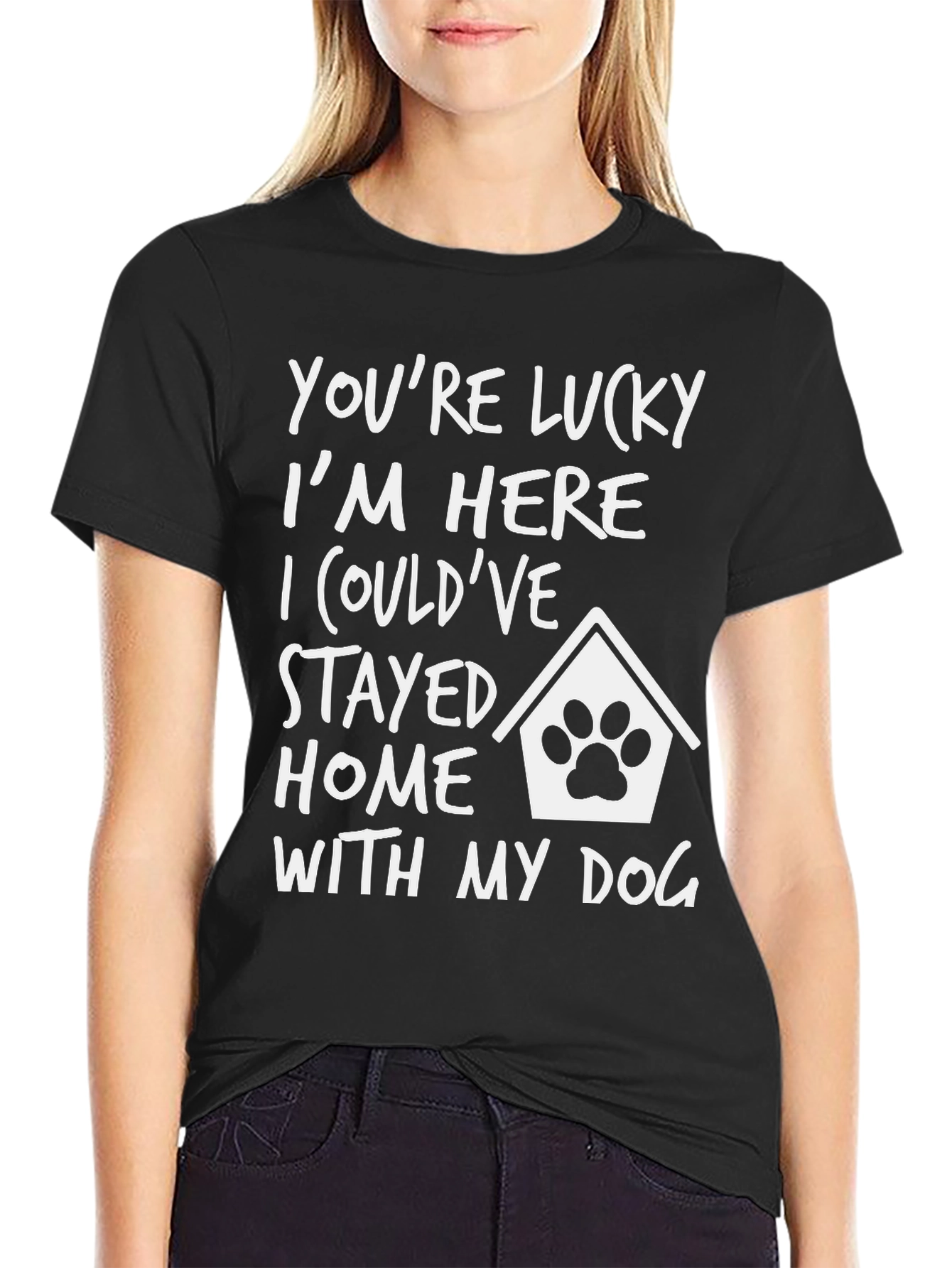 Lucky Im Here Dog T-Shirt