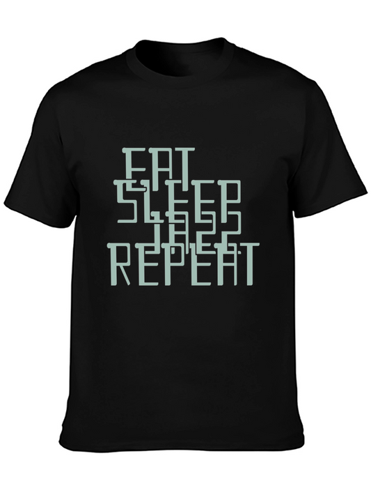 Eat Sleep Game Repeat Graphic T-Shirt - Black