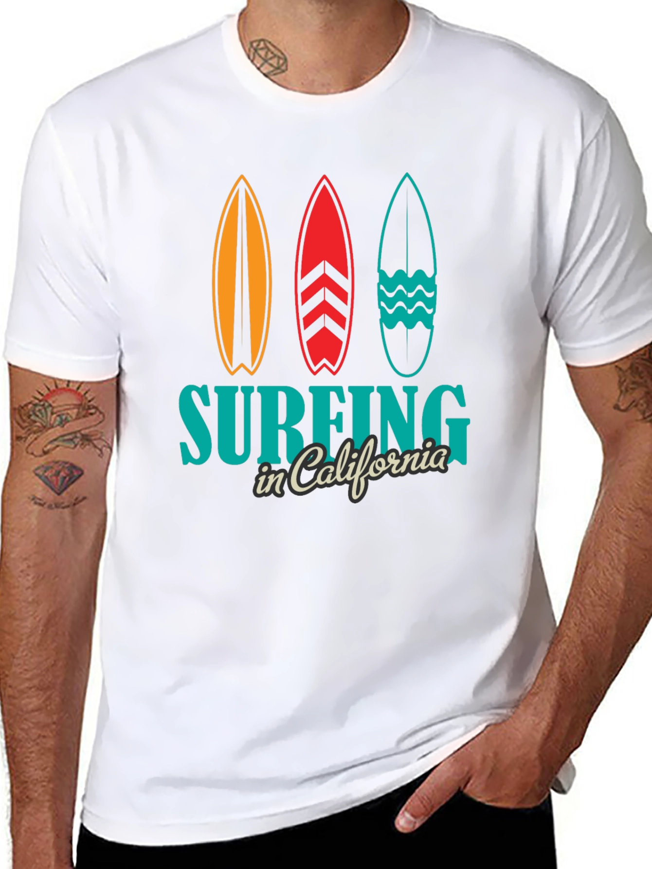 Surfing California Black T-Shirt Surfboards