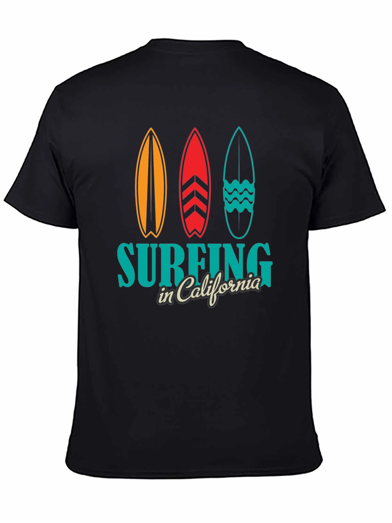 Surfing California Black T-Shirt Surfboards