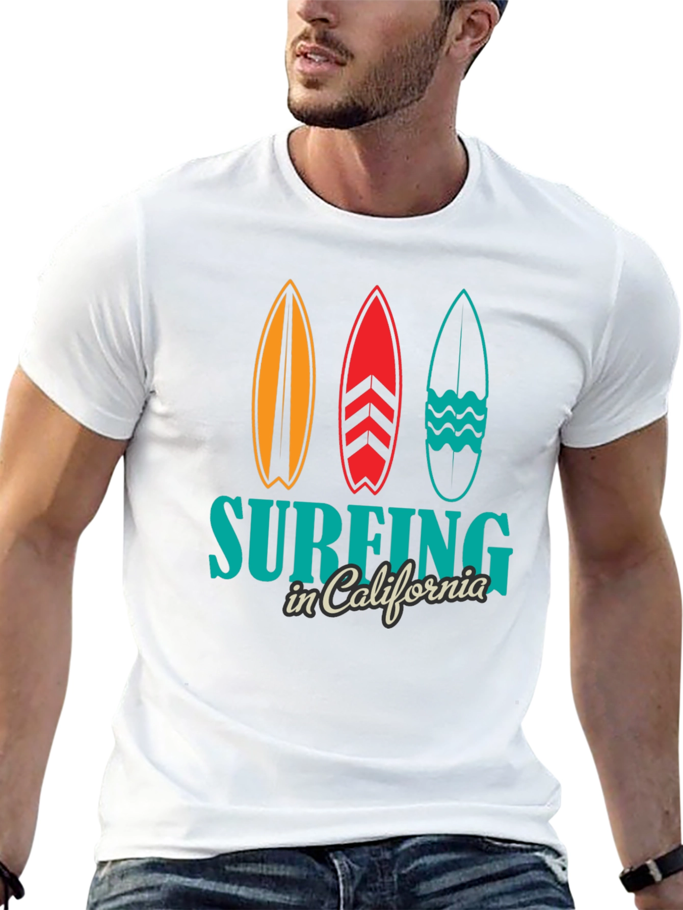 Surfing California Black T-Shirt Surfboards
