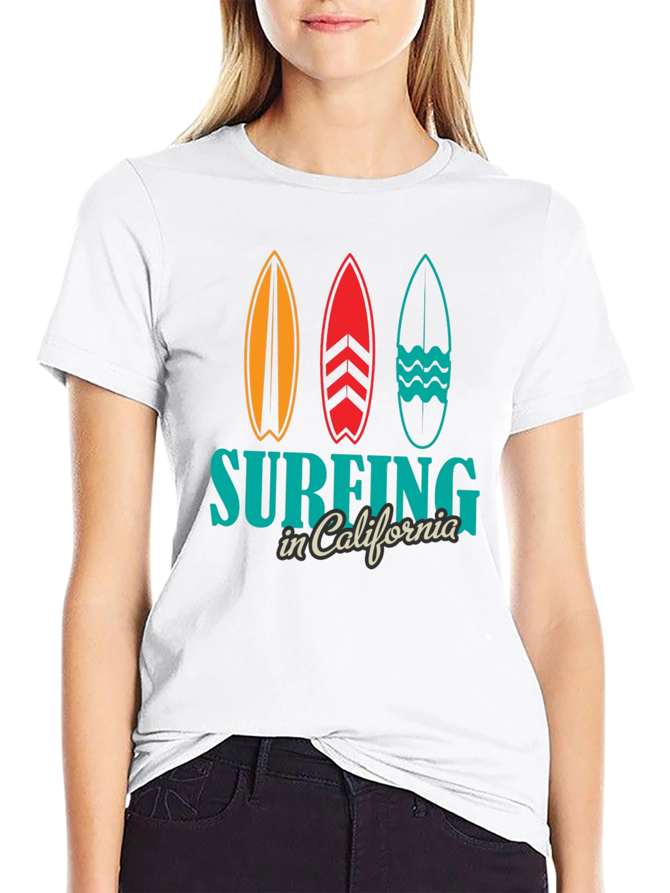Surfing California Black T-Shirt Surfboards