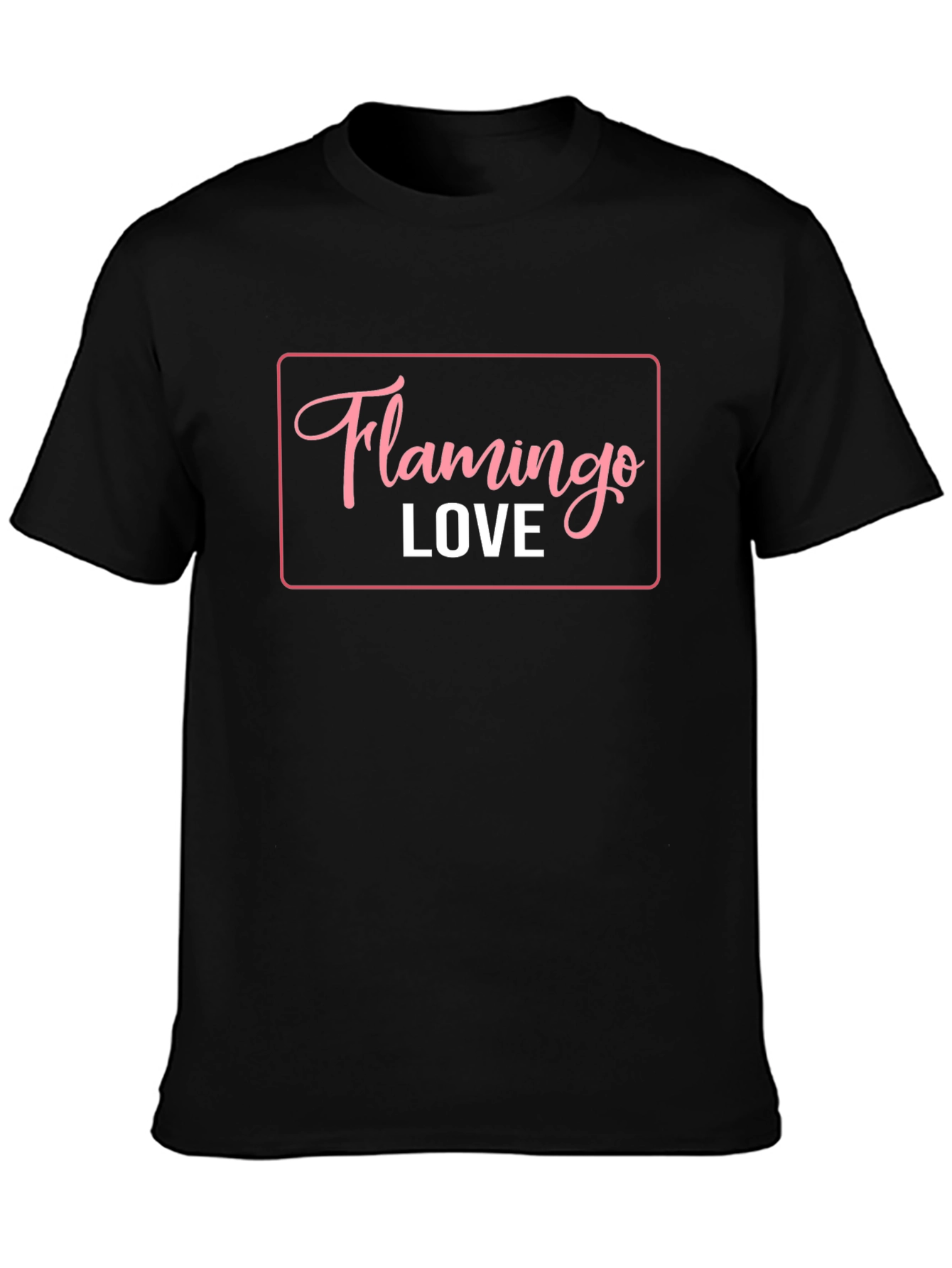 Flamingo Love Graphic T-Shirt - Casual Black Tee