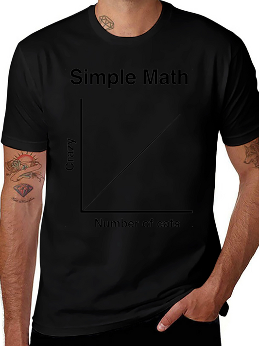 Simple Math Crazy Cat Lover T-Shirt - Unisex Black Tee