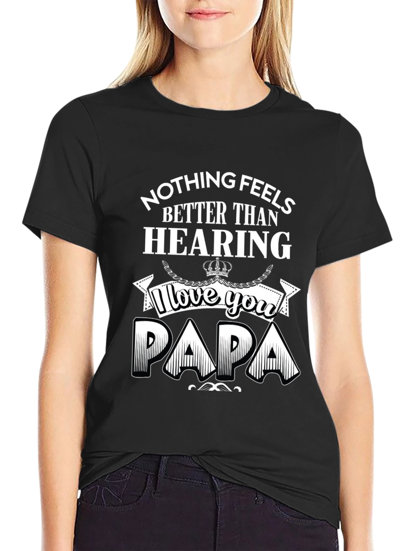 I Love You Papa Black Graphic T-Shirt