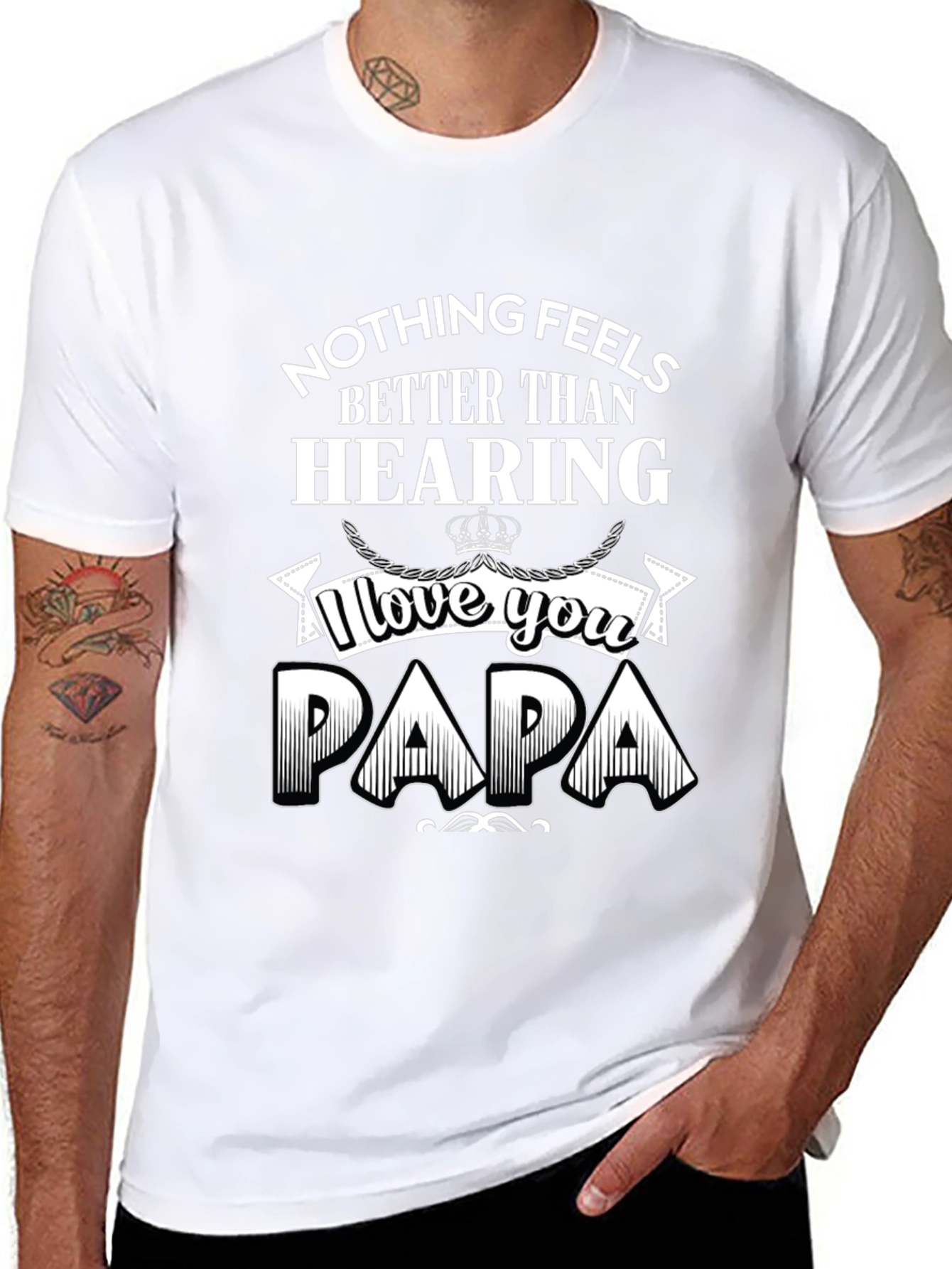 I Love You Papa Black Graphic T-Shirt