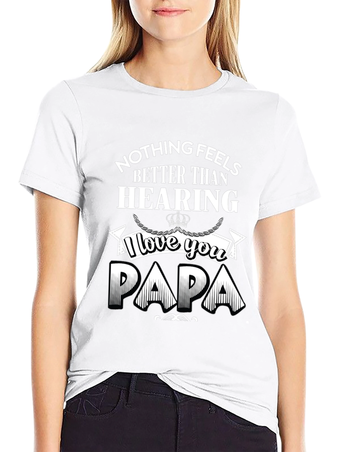 I Love You Papa Black Graphic T-Shirt