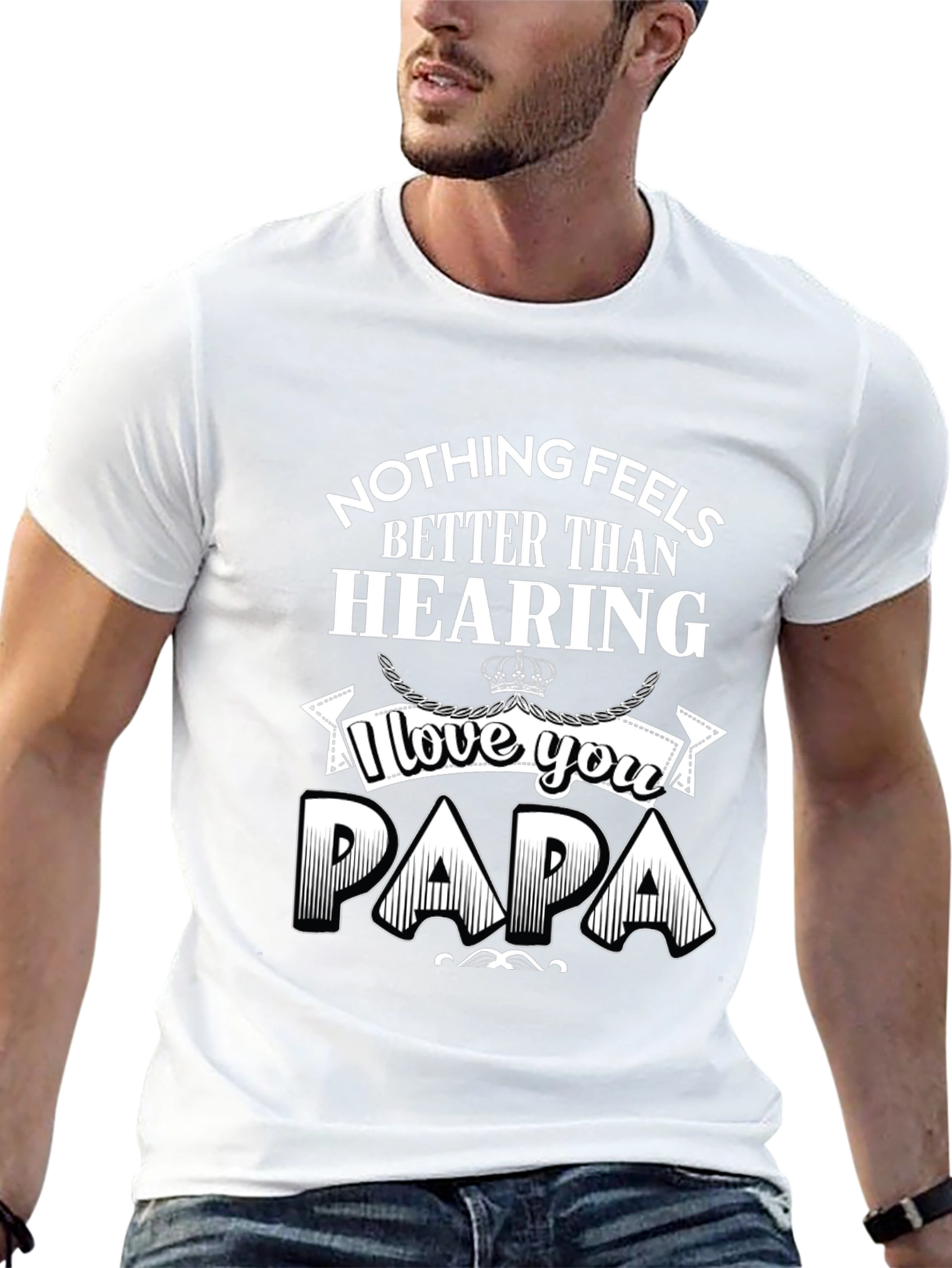 I Love You Papa Black Graphic T-Shirt