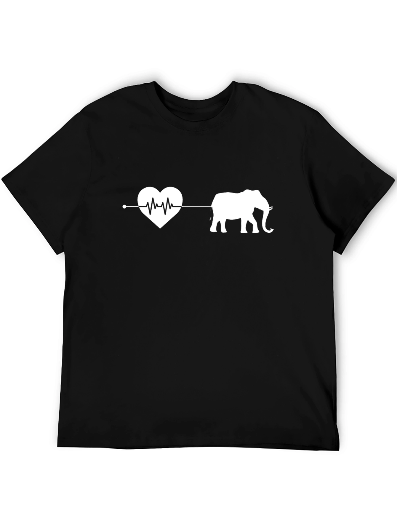 Elephant Heartbeat T-Shirt - Black Cotton Tee