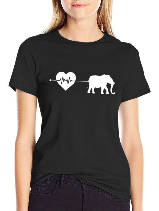 Elephant Heartbeat T-Shirt - Black Cotton Tee