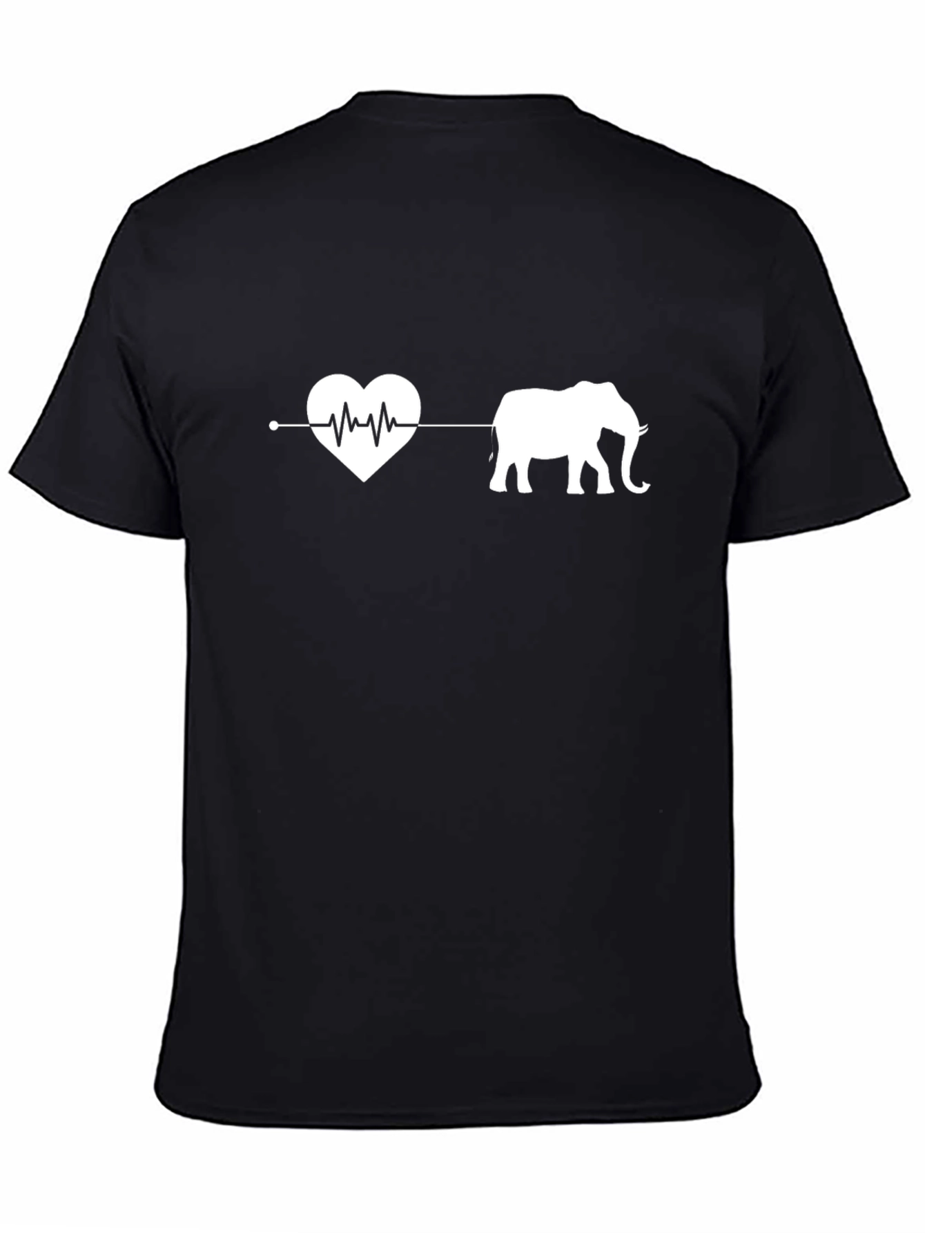 Elephant Heartbeat T-Shirt - Black Cotton Tee
